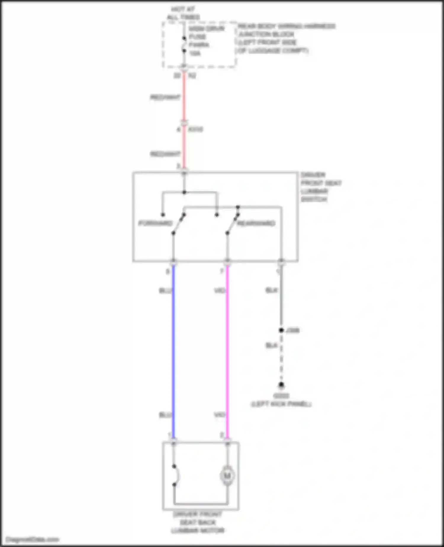 Wiring diagram driver front seat lumbar switch for Cadillac CT4 I (2019-2024) (1 of 4)