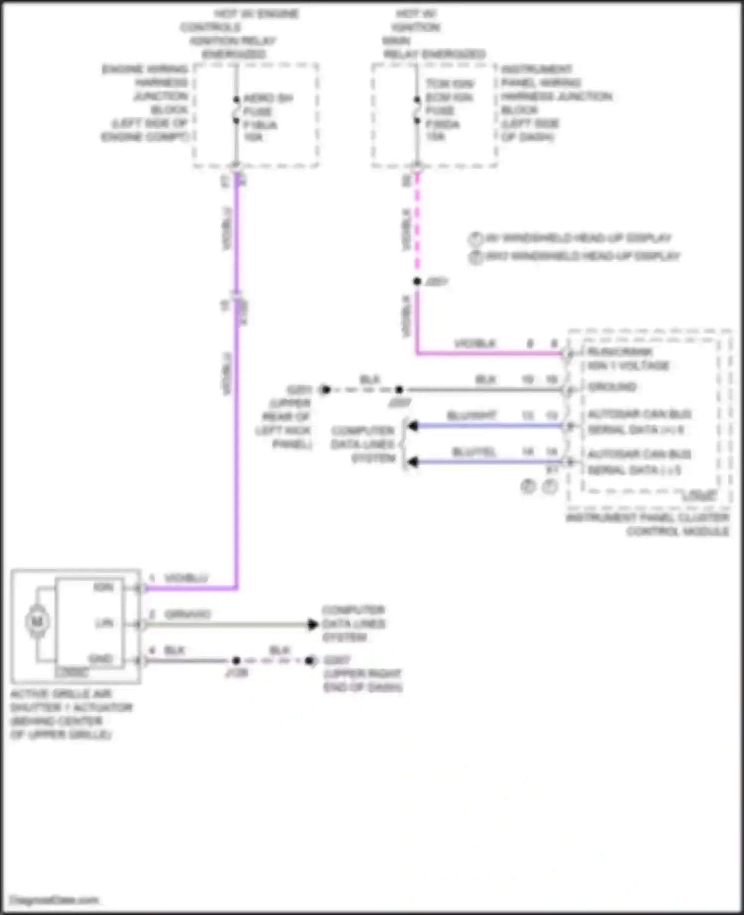 Wiring diagram hot w/ ignition main relay energized for Cadillac CT4 I (2019-2024) (1 of 21)