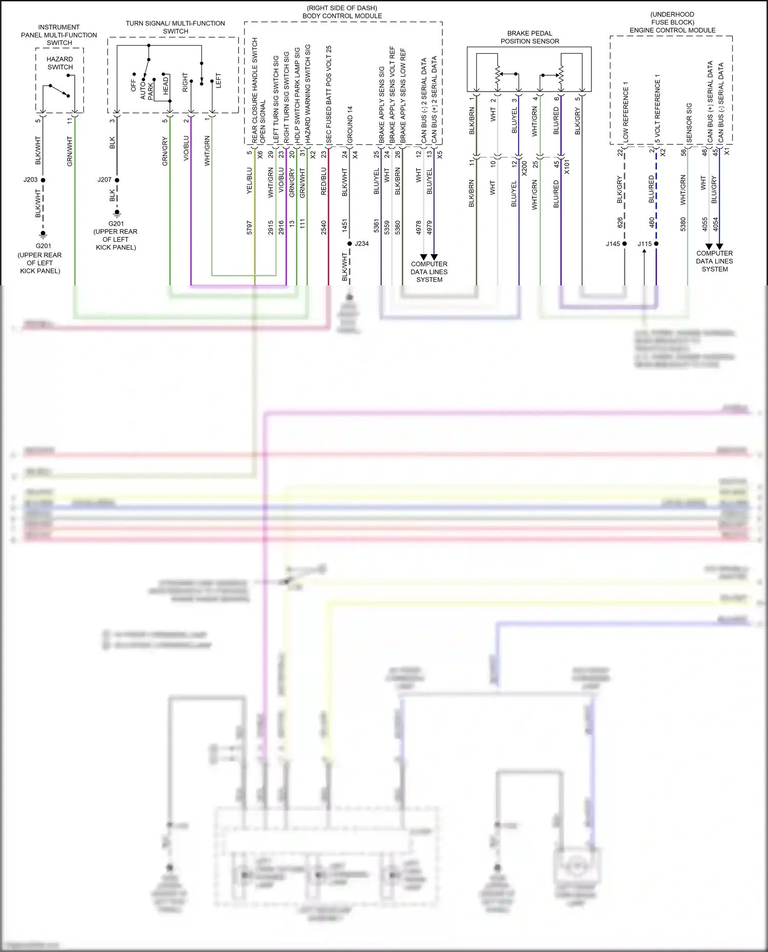 Cadillac CT4 I (2019-2024) instrument panel multi- function switch wiring diagram  (1 of 2)