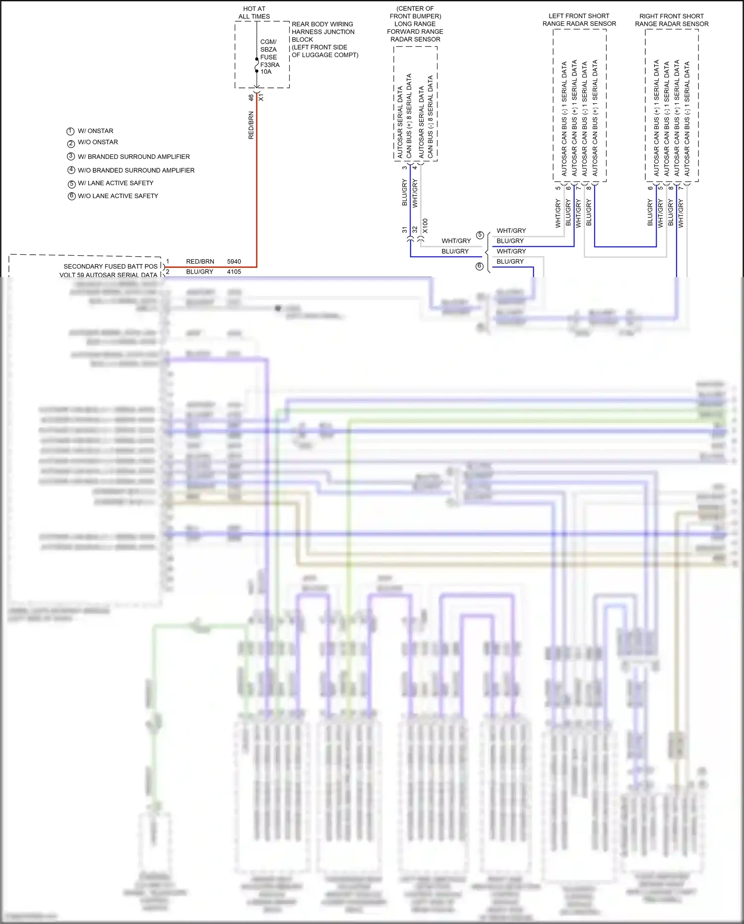 Cadillac CT4 I (2019-2024) long range forward range radar sensor wiring diagram  (2 of 3)