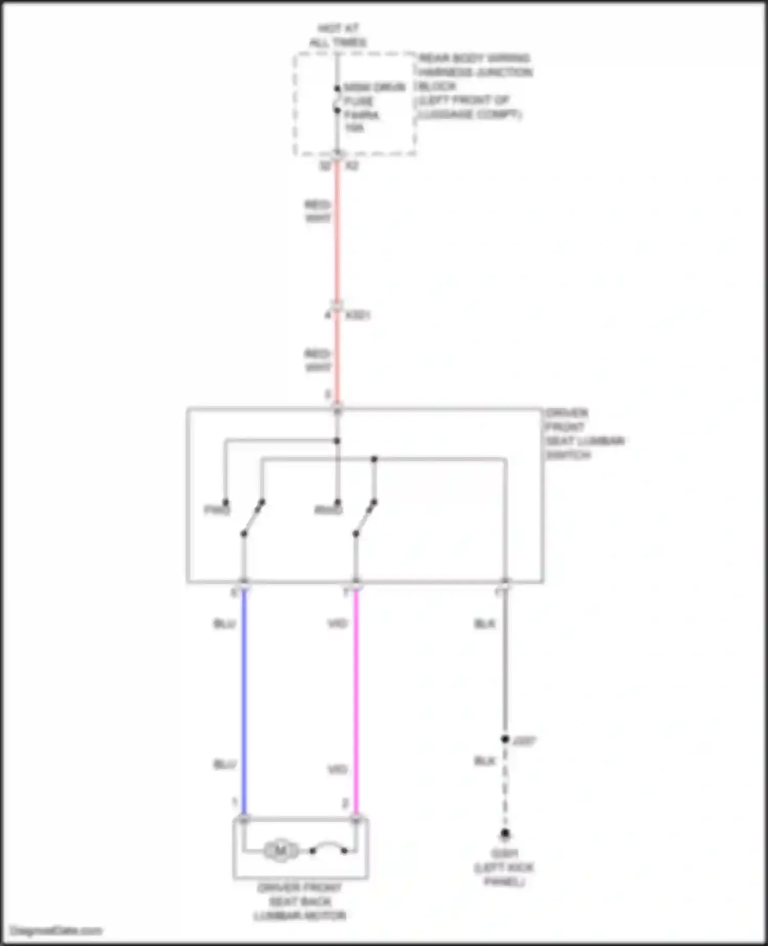 Wiring diagram driver front seat back lumbar motor for Cadillac CT5-V I (2019-2024) (1 of 1)