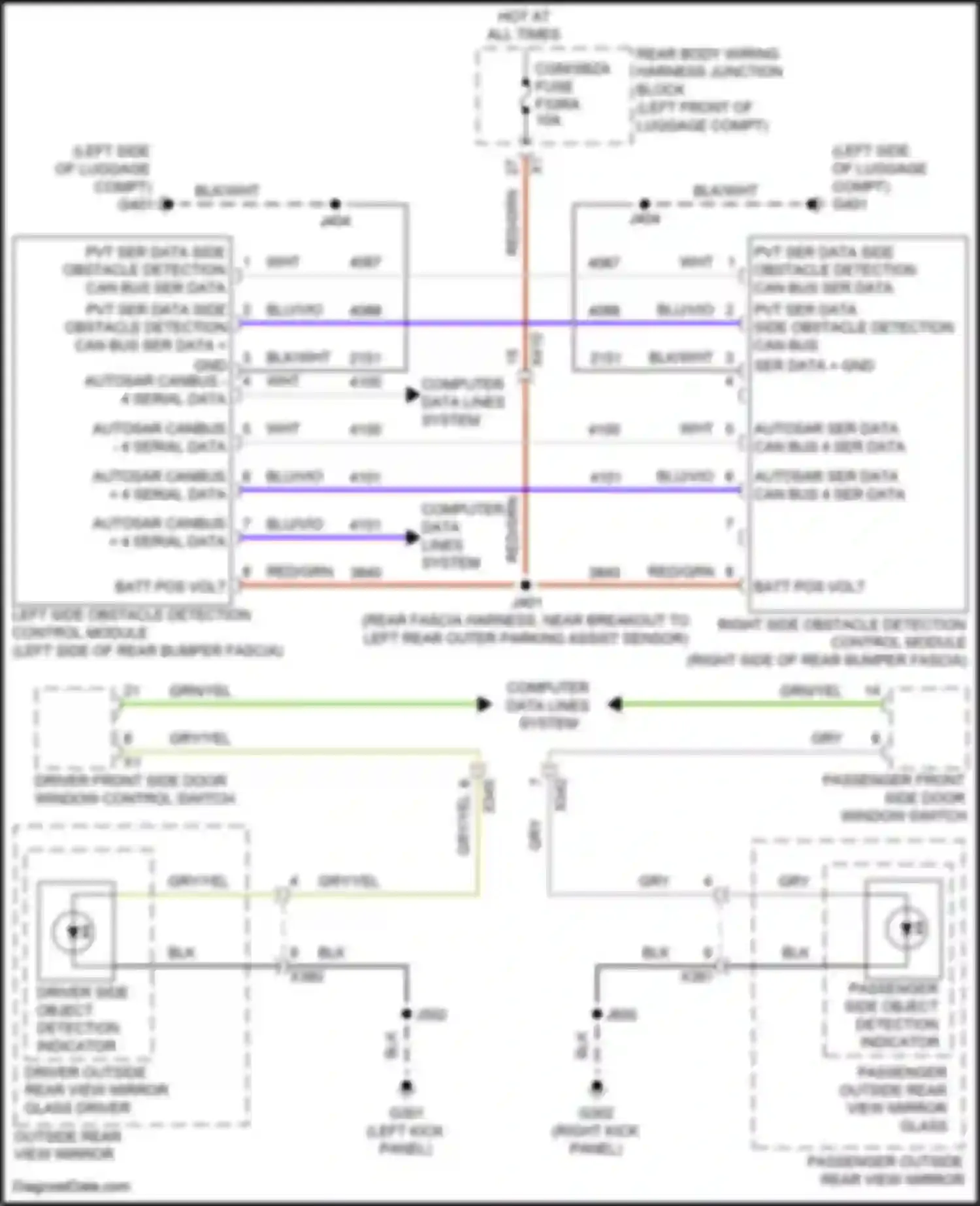 Wiring diagram passenger outside rear view mirror glass for Cadillac CT5-V I (2019-2024) (1 of 4)