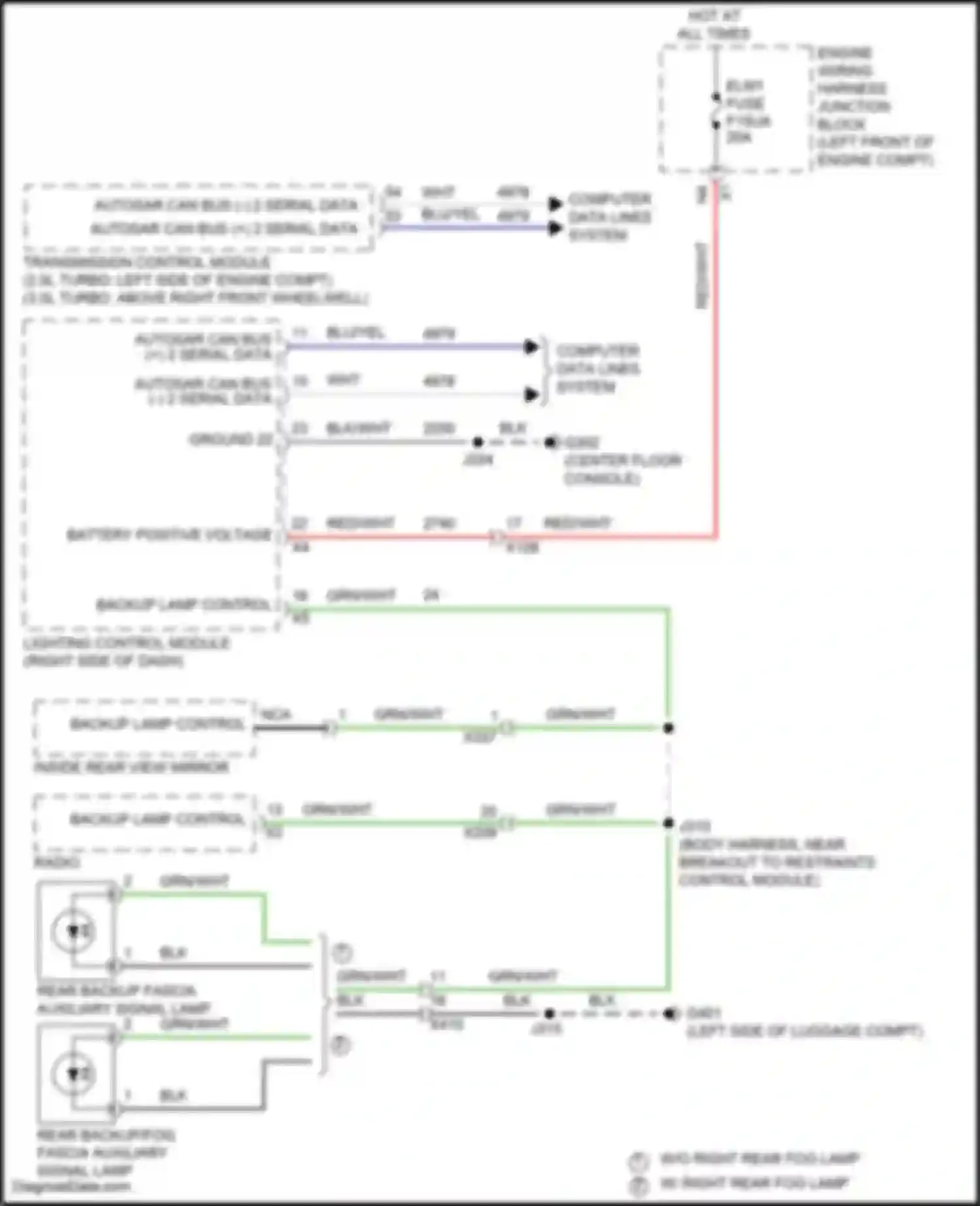 Wiring diagram rear backup fascia auxiliary signal lamp for Cadillac CT5-V I (2019-2024) (1 of 1)