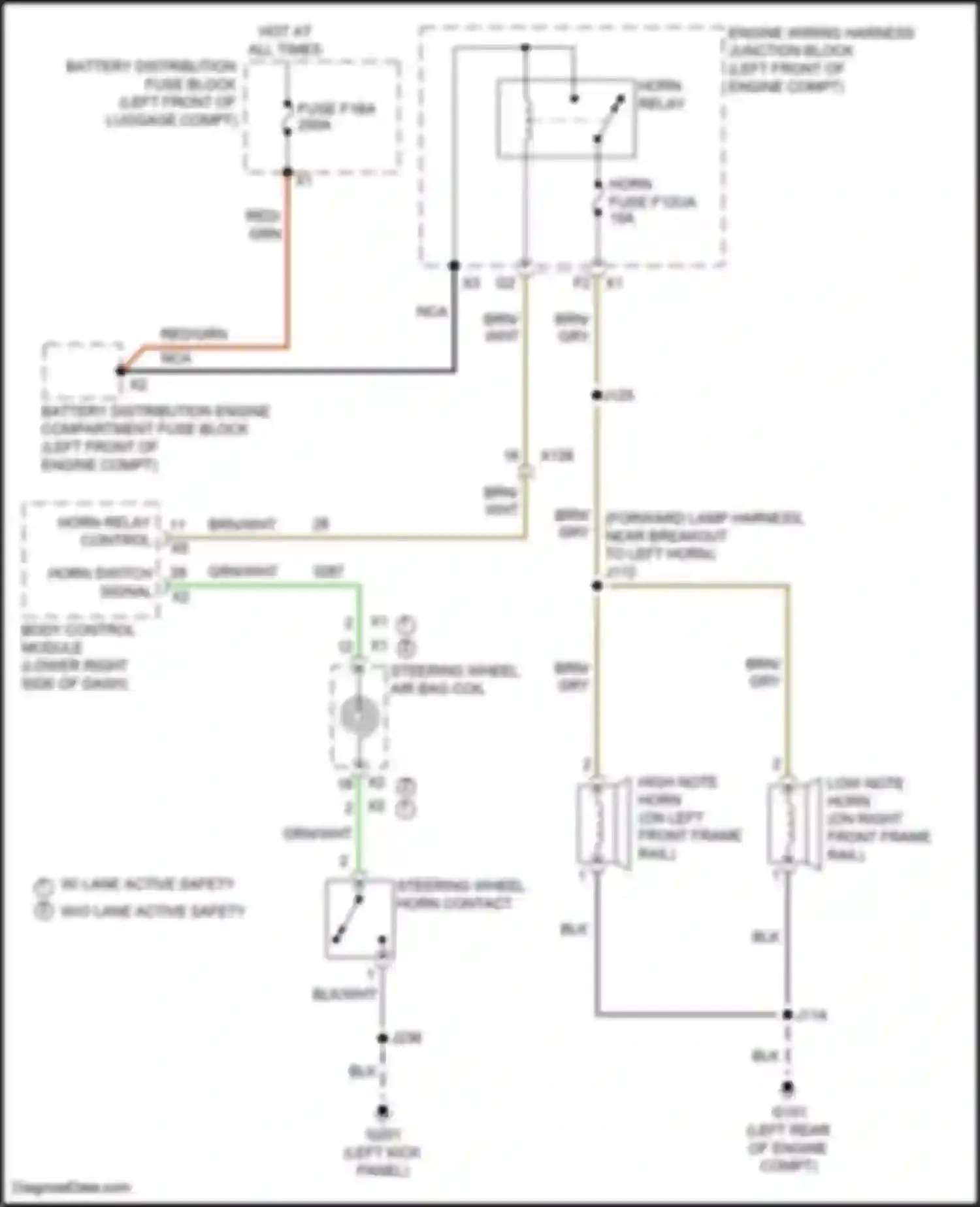 Wiring diagram steering wheel horn contact for Cadillac CT5-V I (2019-2024) (2 of 2)