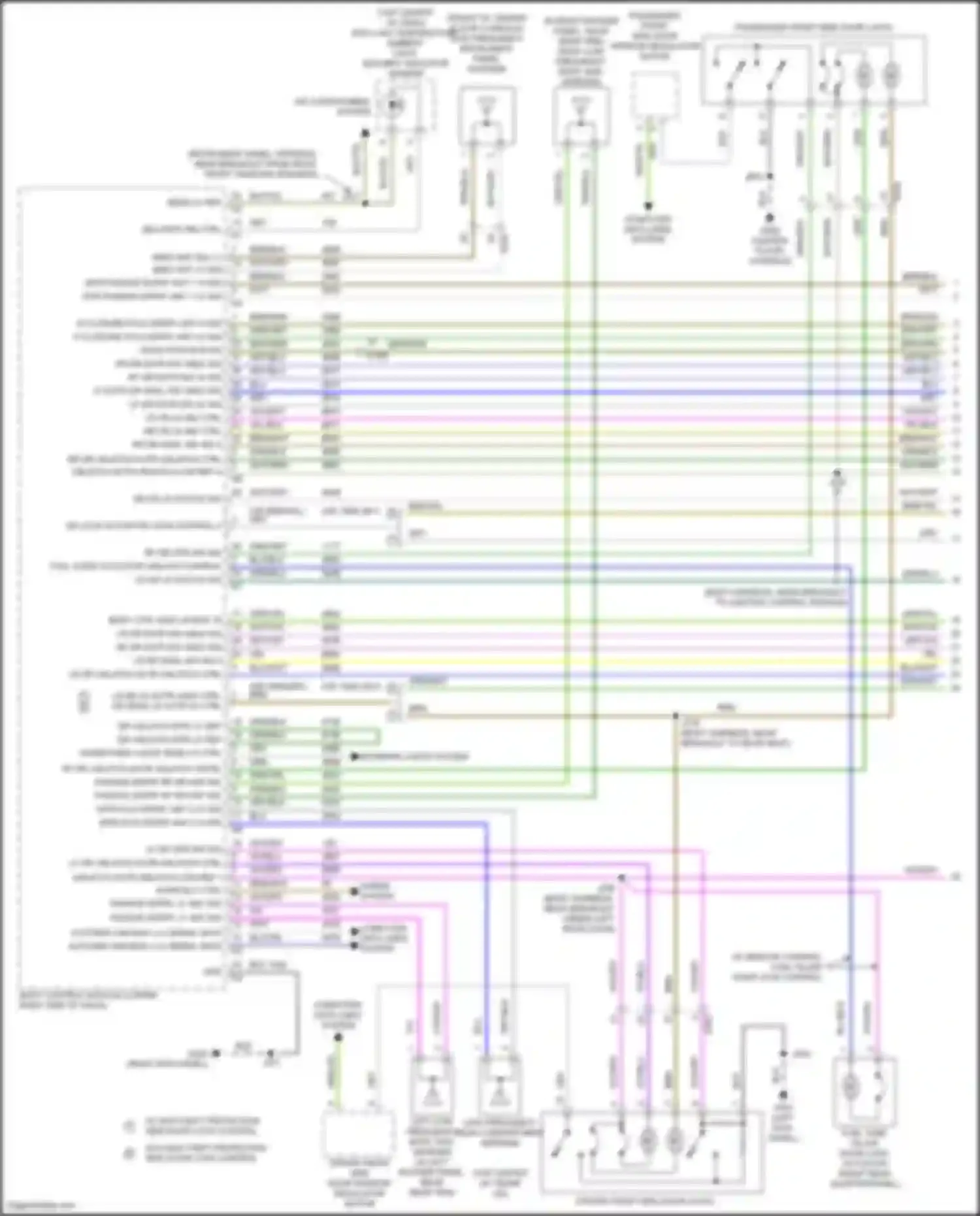 Wiring diagram w/o anti-theft protection side door lock control for Cadillac CT5-V I (2019-2024) (1 of 6)