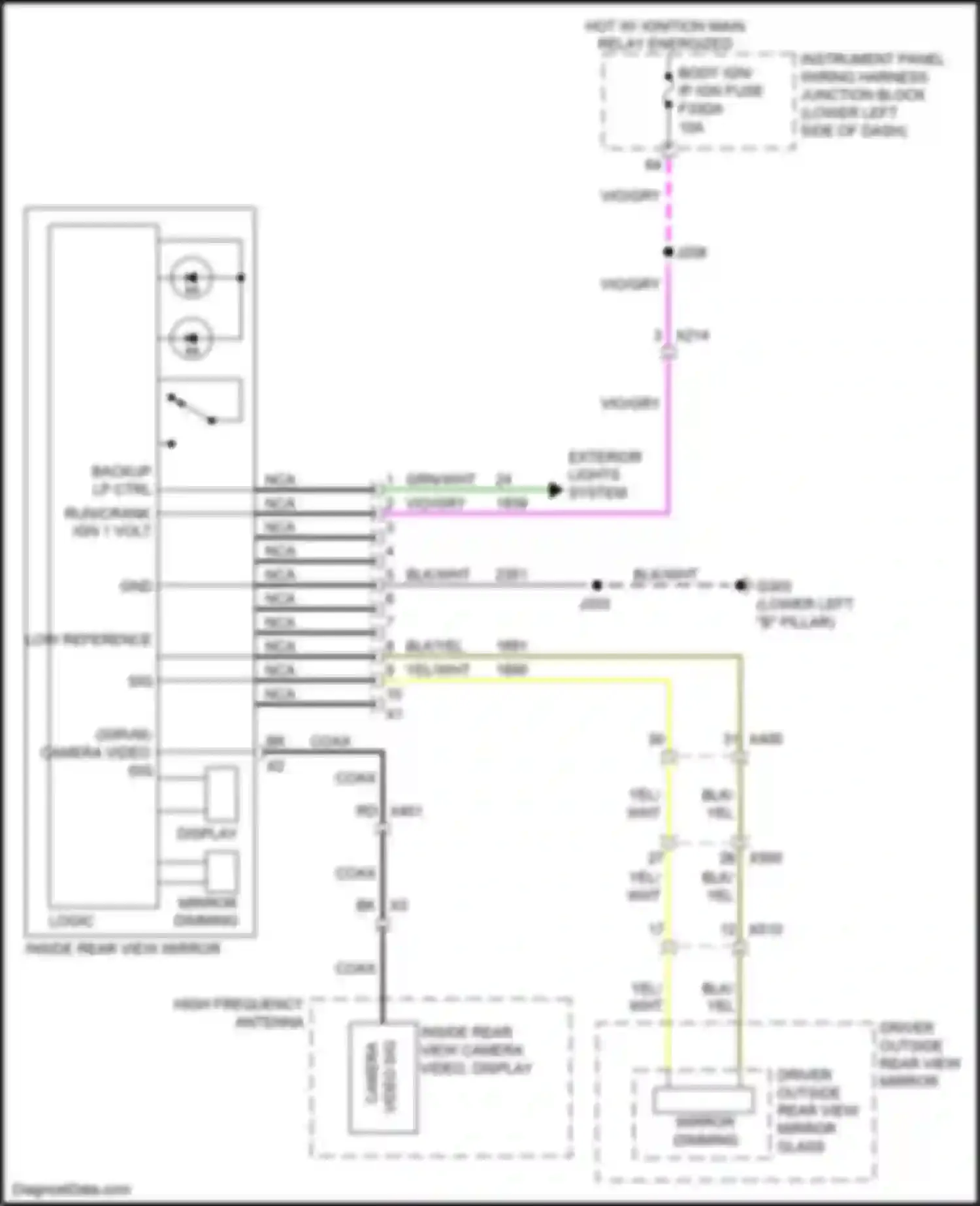 Wiring diagram inside rear view mirror for Cadillac CT5 I (2019-2024)
