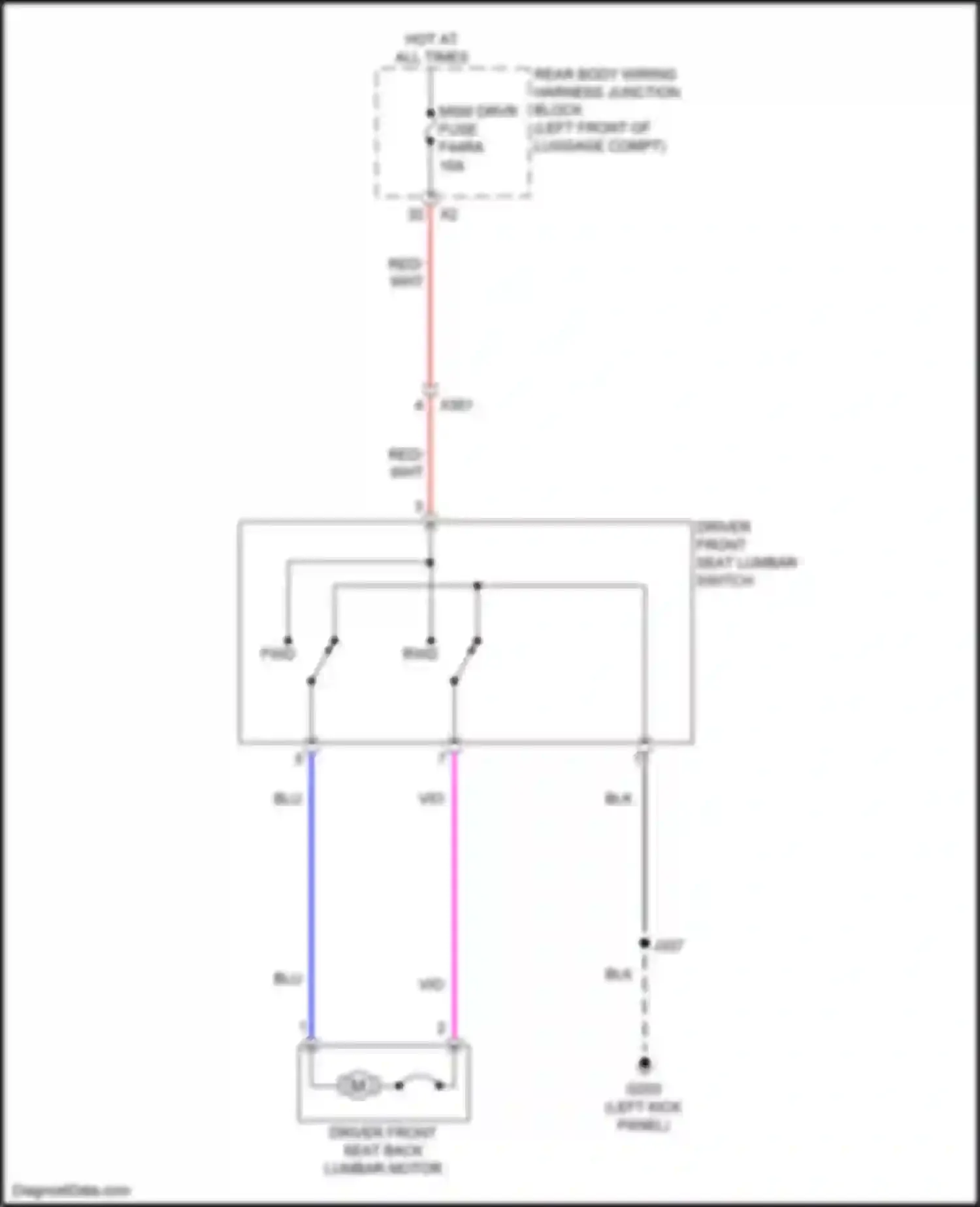 Wiring diagram driver front seat lumbar switch for Cadillac CT5 I (2019-2024) (1 of 4)