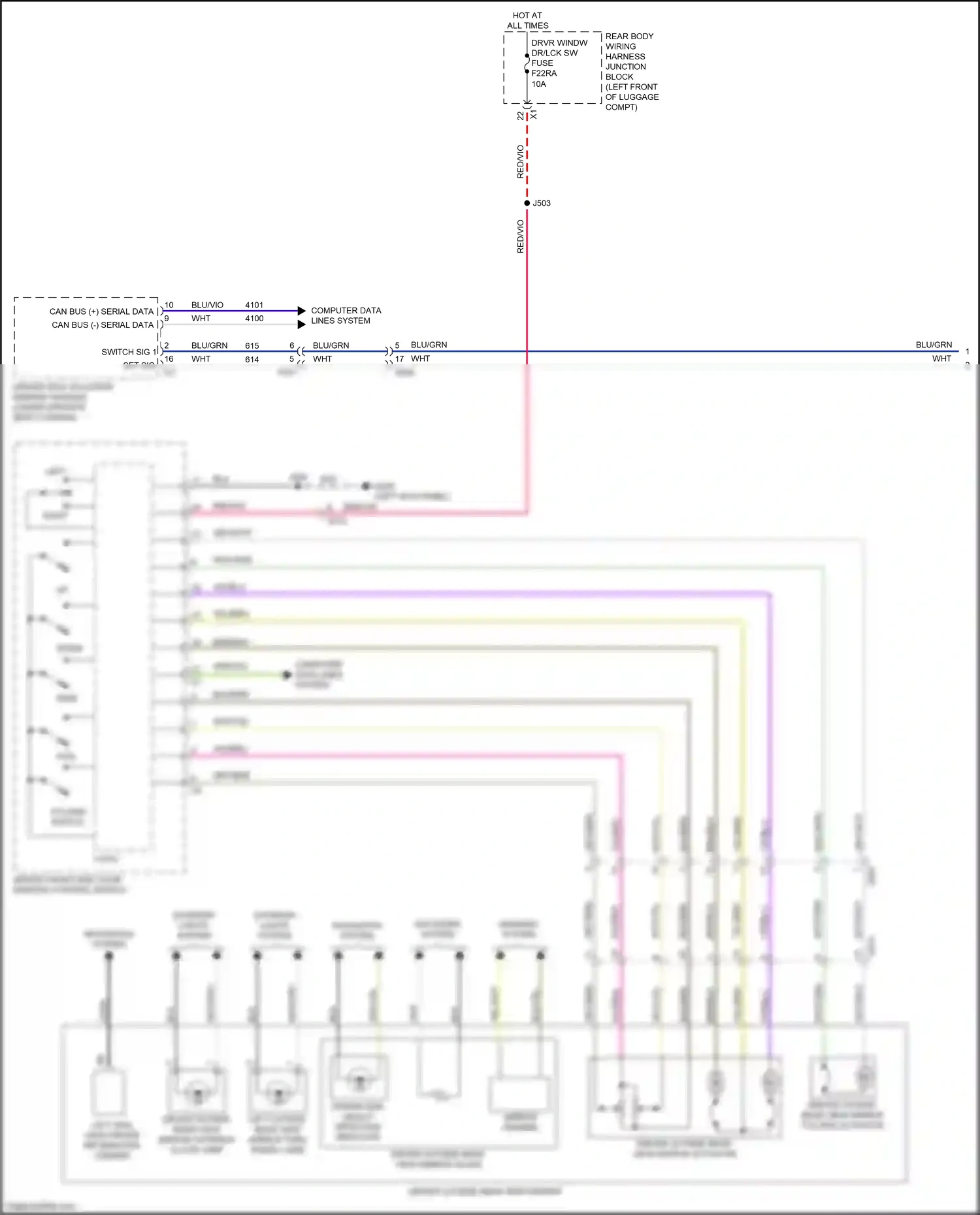 Cadillac CT5 I (2019-2024) driver front side door window control switch wiring diagram  (7 of 13)