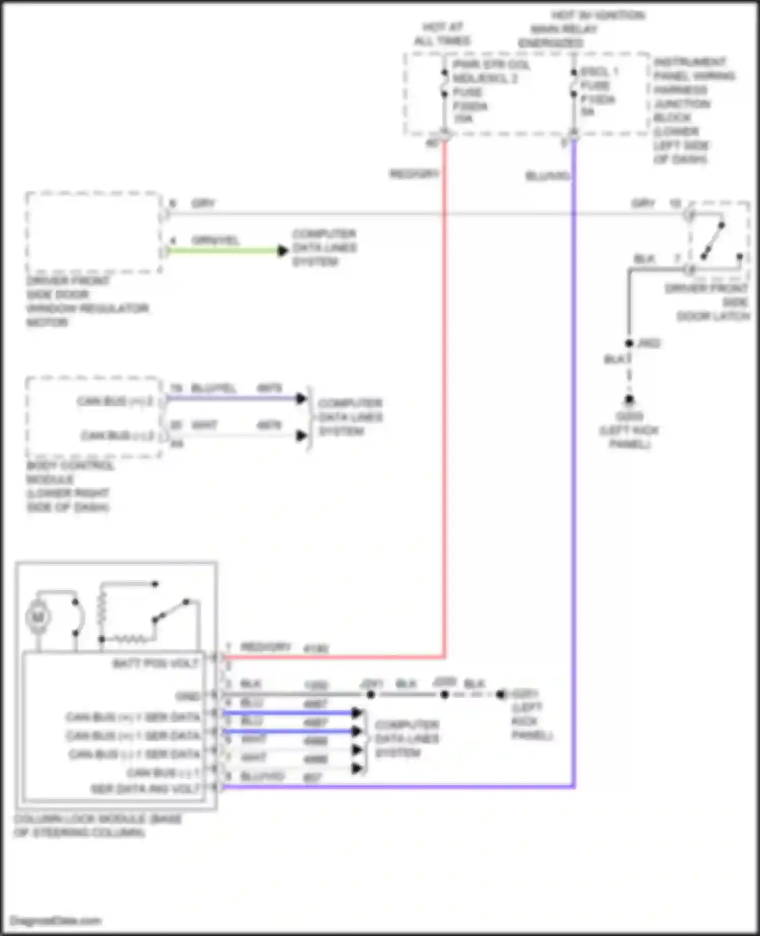 Wiring diagram driver front side door latch for Cadillac CT5 I (2019-2024)