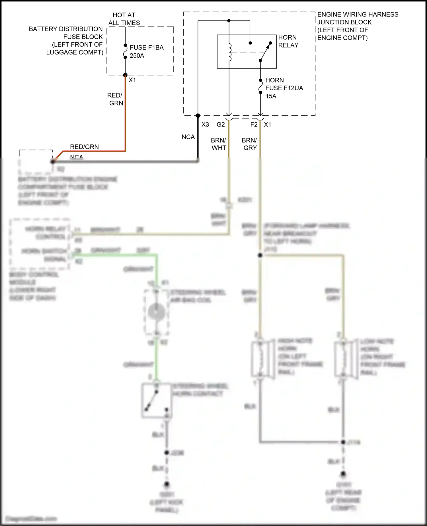 Cadillac CT5 I (2019-2024) high note horn wiring diagram  (2 of 2)