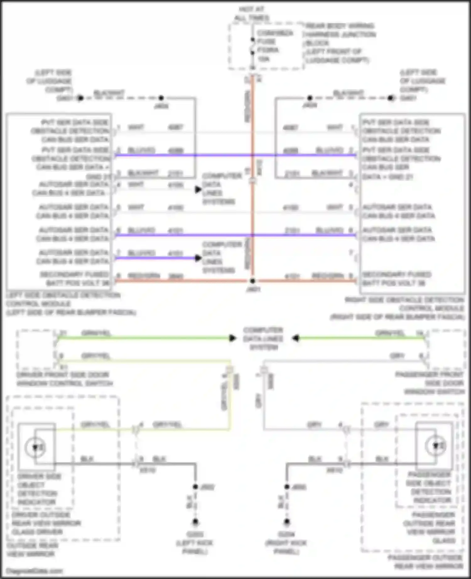 Wiring diagram pvt ser data side obstacle detection can bus ser data - for Cadillac CT5 I (2019-2024)
