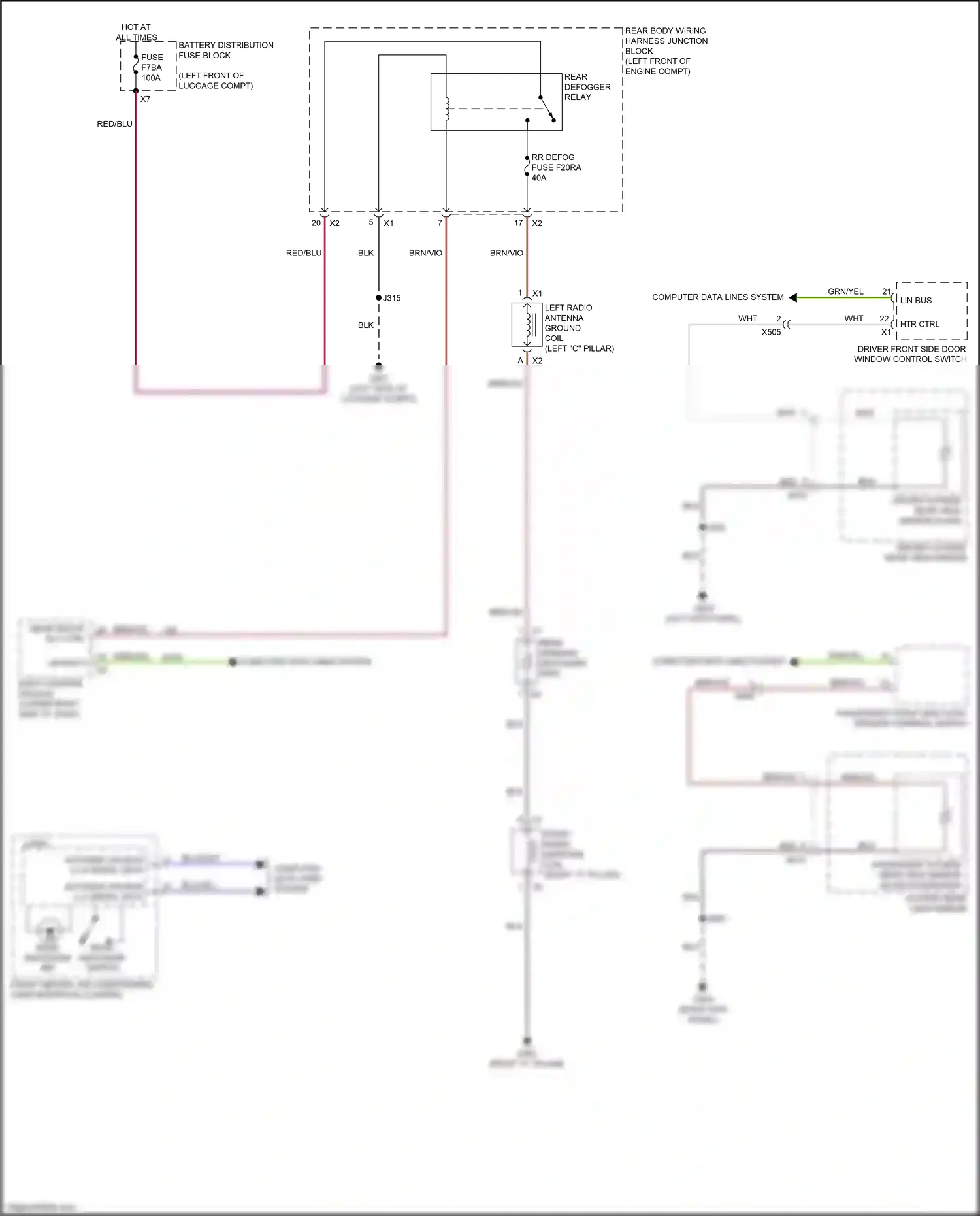 Cadillac CT5 I (2019-2024) left "c" pillar) wiring diagram  (1 of 5)