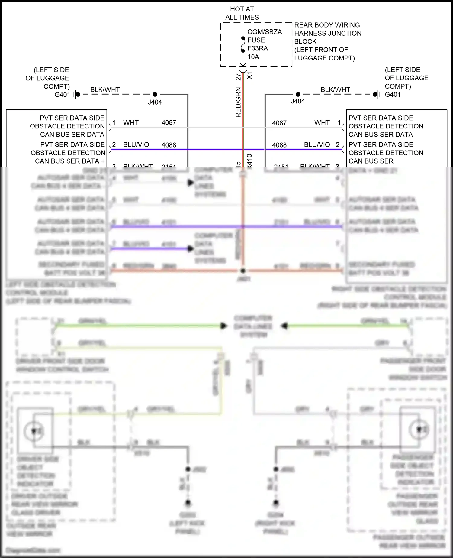 Cadillac CT5 I (2019-2024) right side obstacle detection control module wiring diagram  (1 of 4)