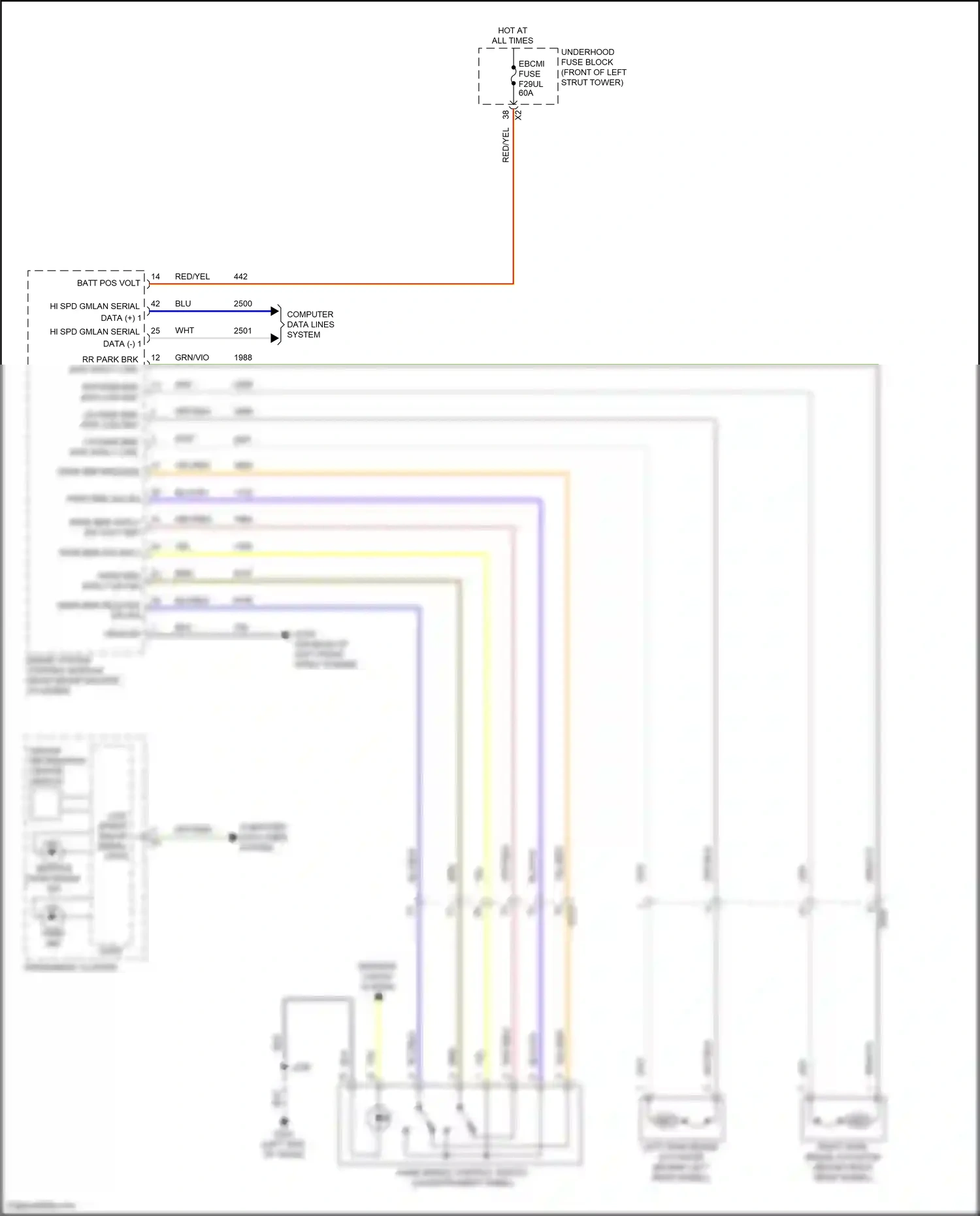 Cadillac CT6 I facelift (2018-2023) computer data lines system wiring diagram  (105 of 122)
