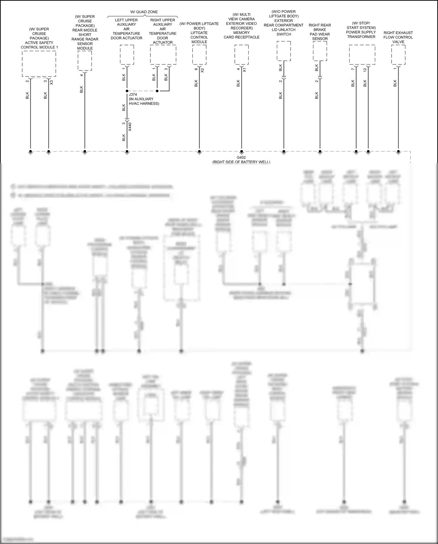 Cadillac CT6 I facelift (2018-2023) left side object sensor module wiring diagram  (4 of 5)