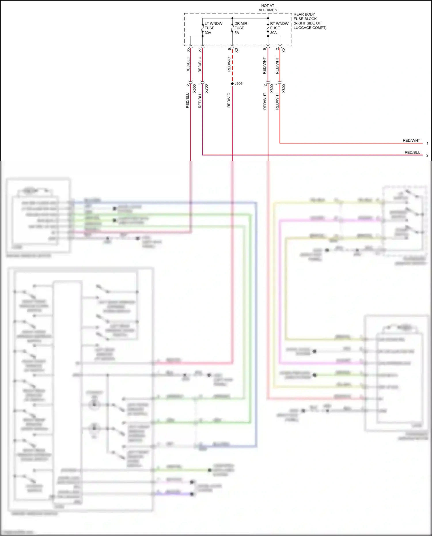 Cadillac CT6 I (2016-2019) left front window down switch wiring diagram  (1 of 1)