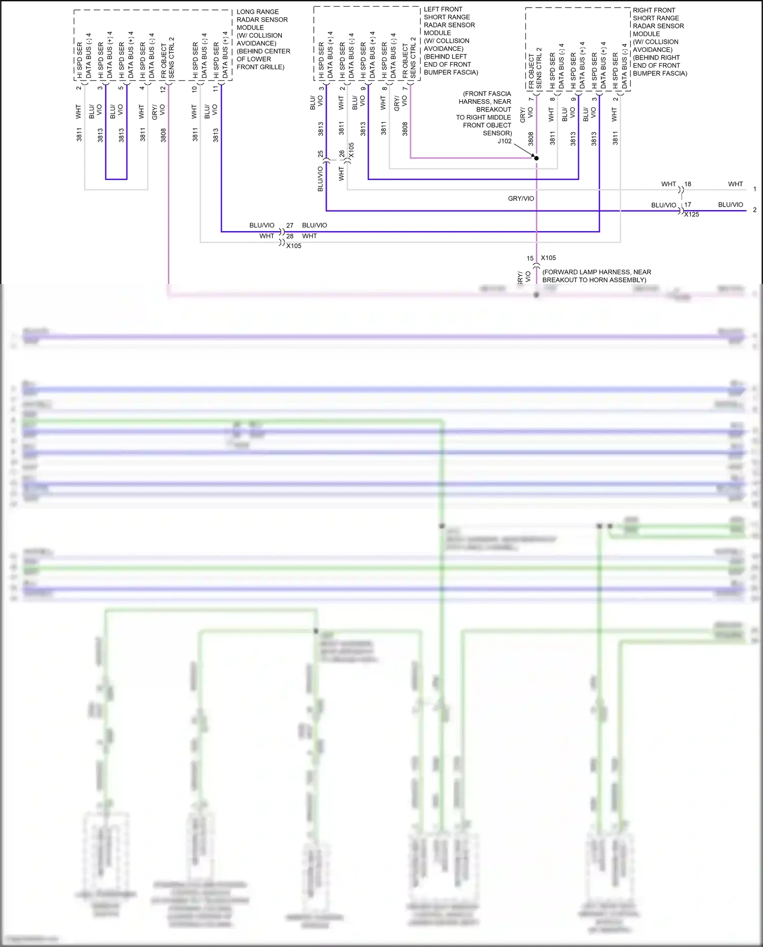 Cadillac CT6 I (2016-2019) right front short range radar sensor module wiring diagram  (3 of 8)