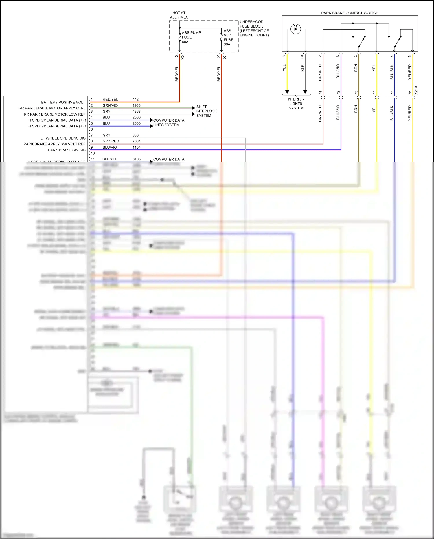 Cadillac CT6 I (2016-2019) shift interlock system wiring diagram  (1 of 2)