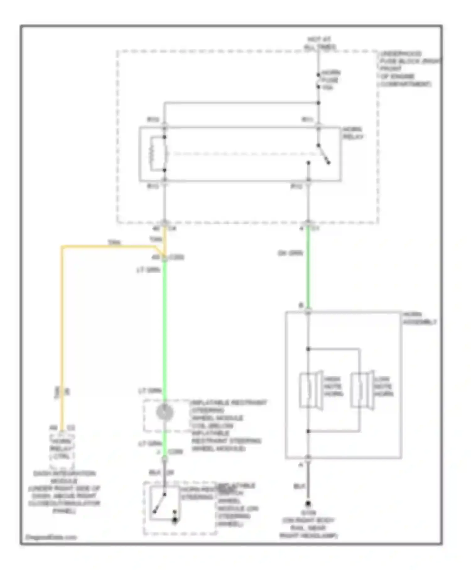 Wiring diagram restraint steering wheel module) for Cadillac CTS I (2002-2007) (1 of 4)