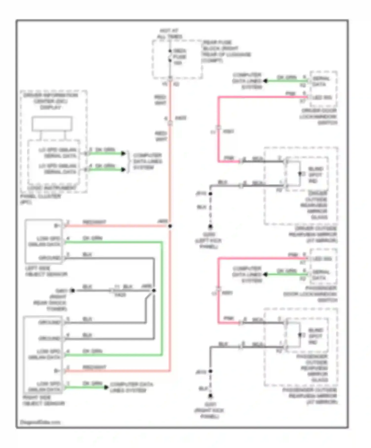 Wiring diagram driver door lock/window switch for Cadillac CTS II (2007-2014) (4 of 9)