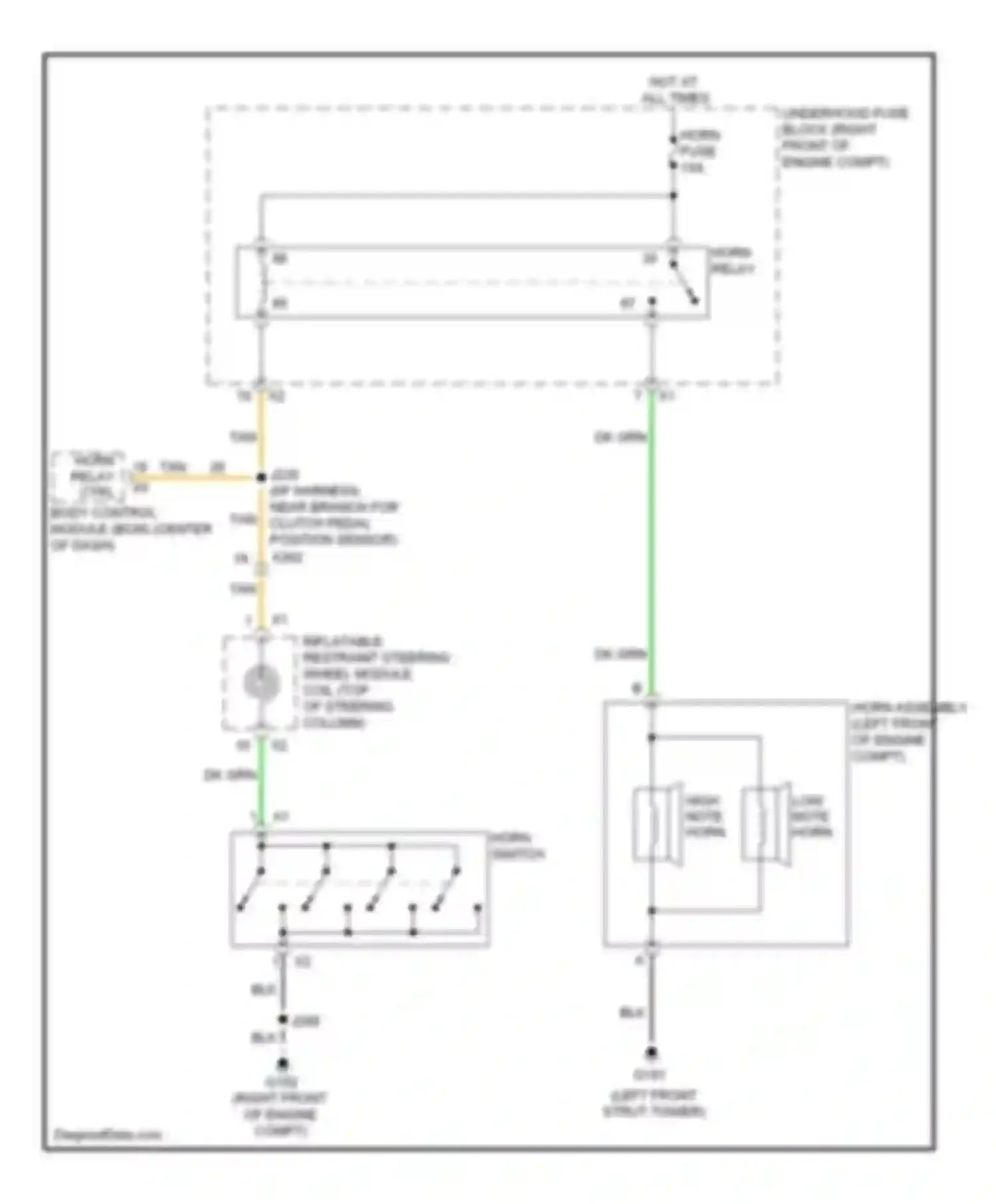 Wiring diagram horn relay for Cadillac CTS II (2007-2014) (1 of 2)