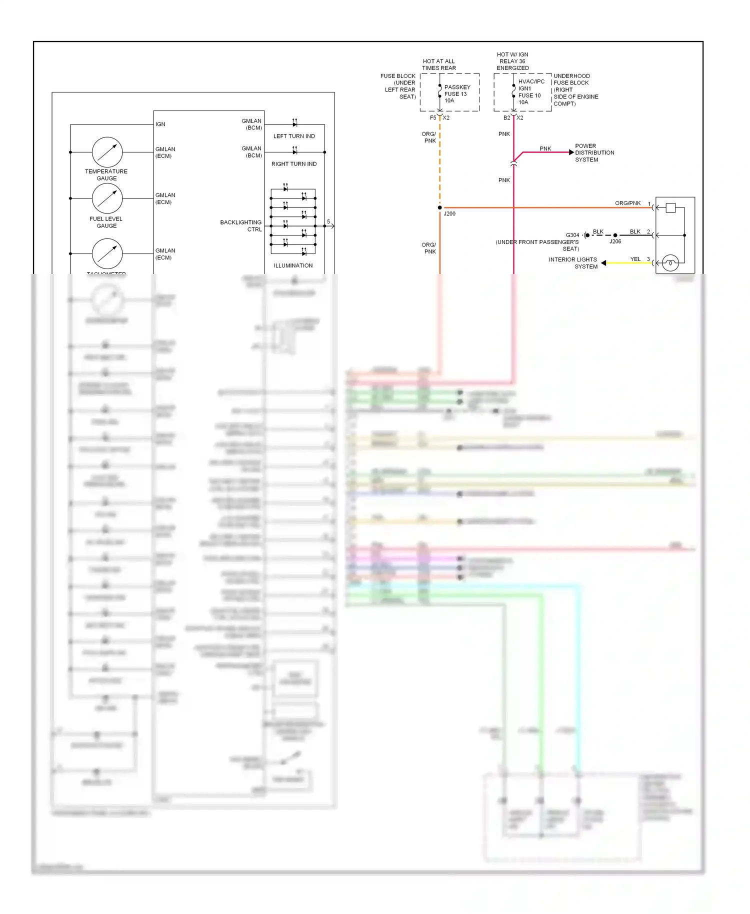 Cadillac DTS I (2005-2011) clock wiring diagram  (2 of 3)
