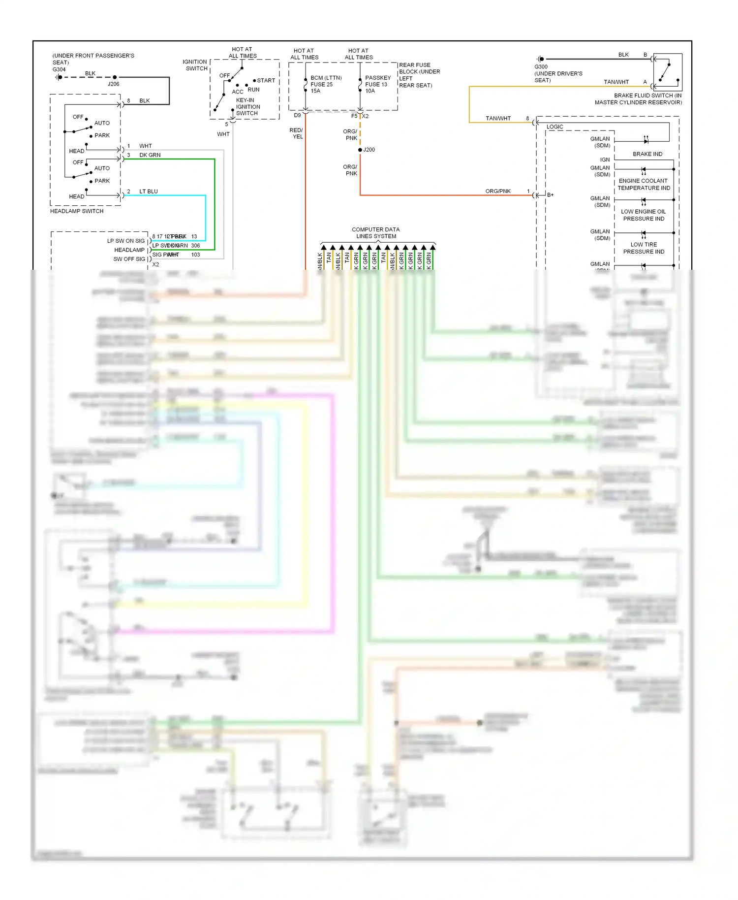 Cadillac DTS I (2005-2011) engine control module (ecm) (left side of engine compartment, wiring diagram  (1 of 9)