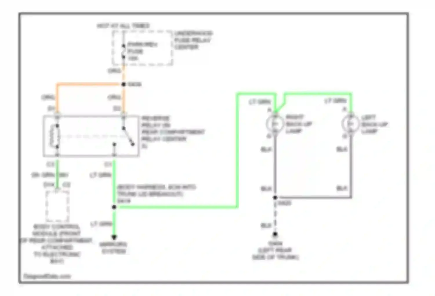 Eldorado Cadillac X (1992-2002): Back-up lamps circuit