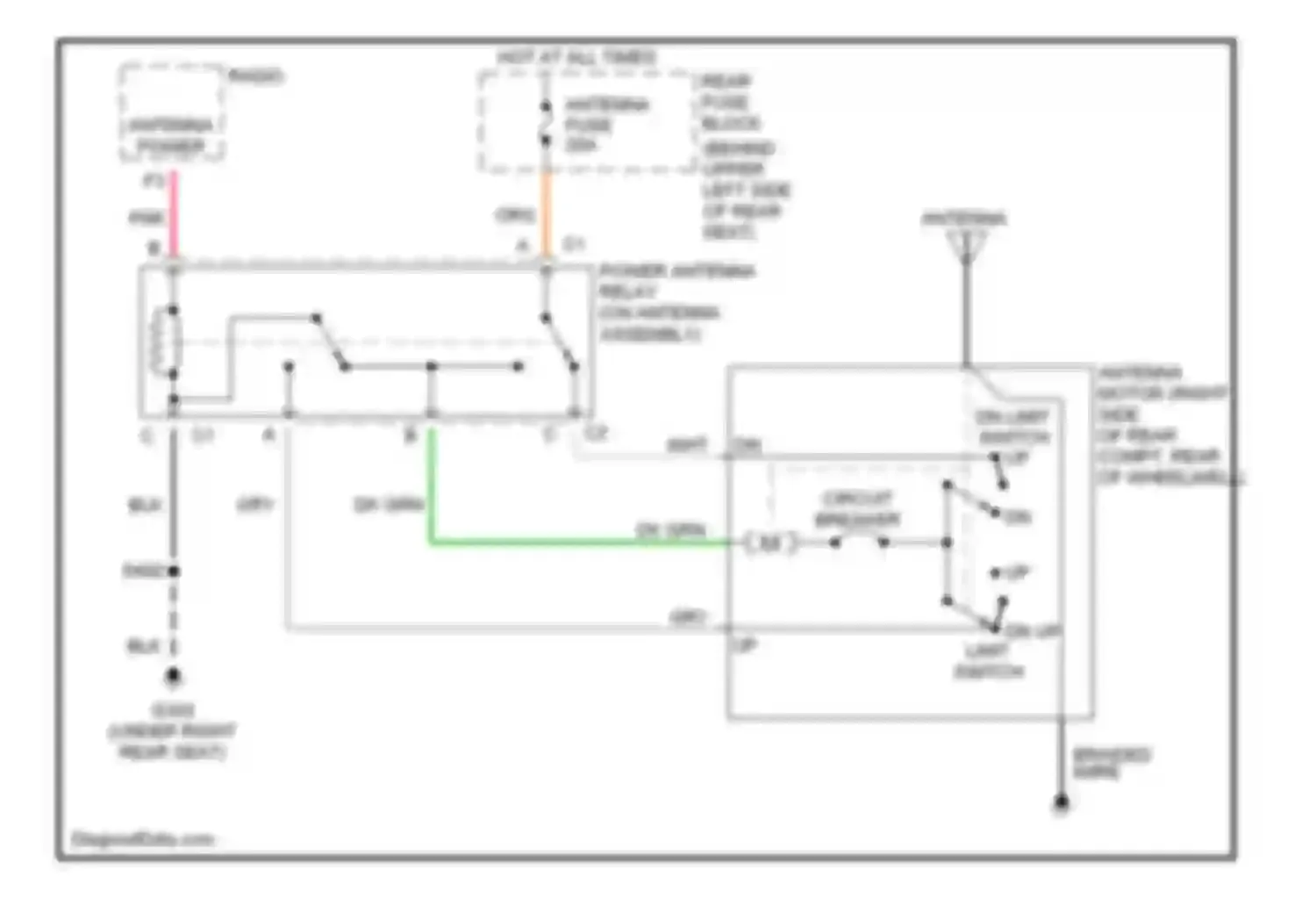 Eldorado Cadillac X (1992-2002): Power antenna circuit
