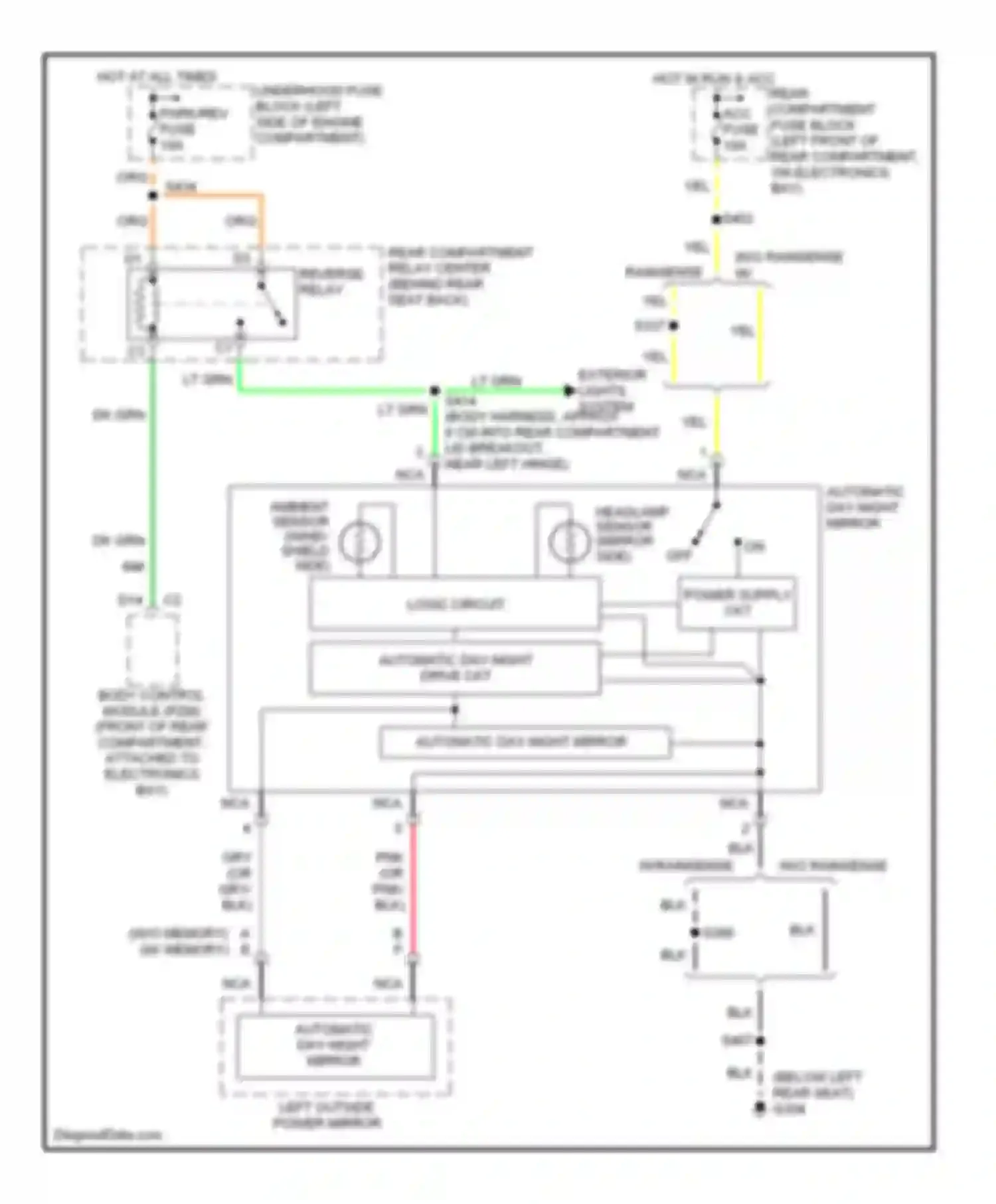 Eldorado Cadillac X (1992-2002): Electrochromic mirror circuit