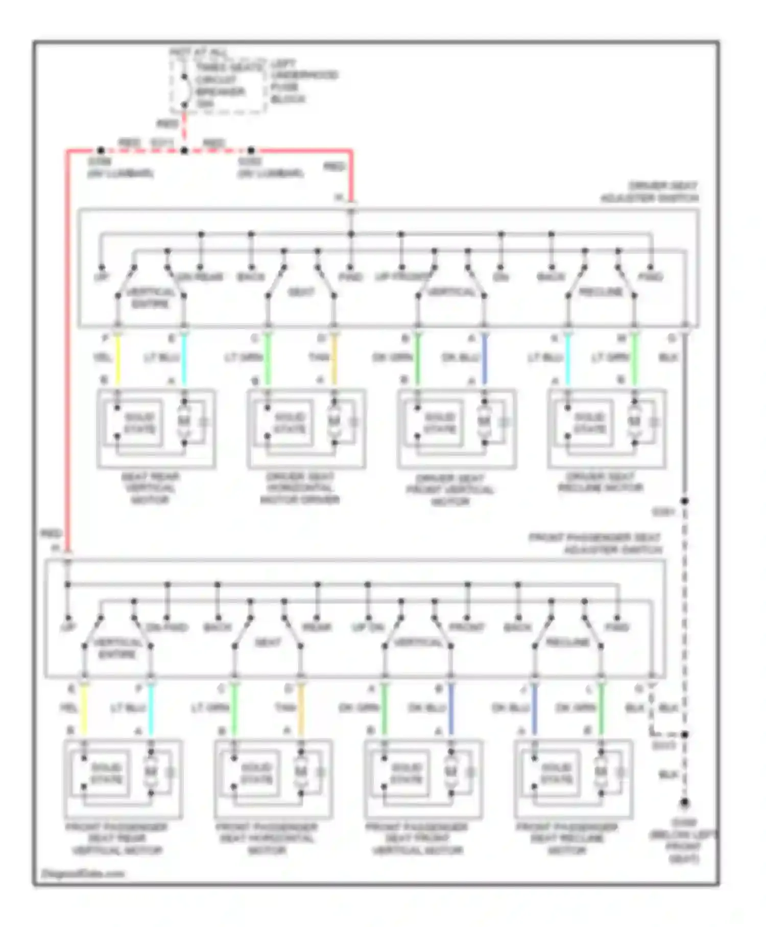 Eldorado Cadillac X (1992-2002): 6-way & recliner power seat circuit