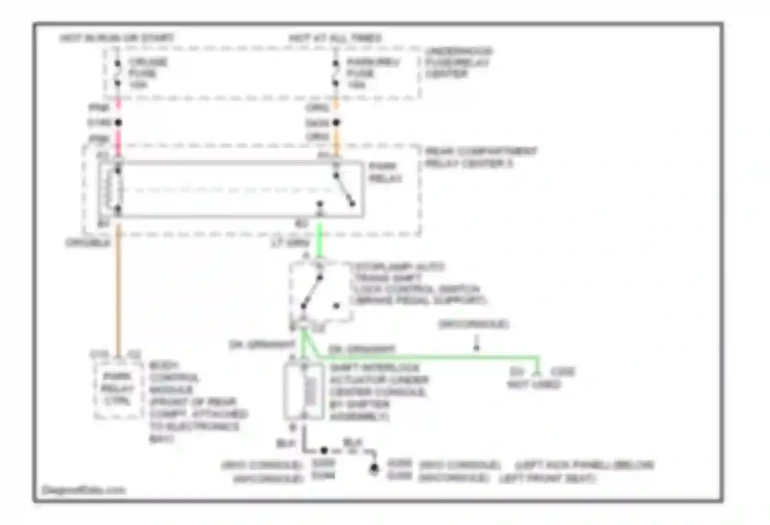 Eldorado Cadillac X (1992-2002): Shift interlock circuit