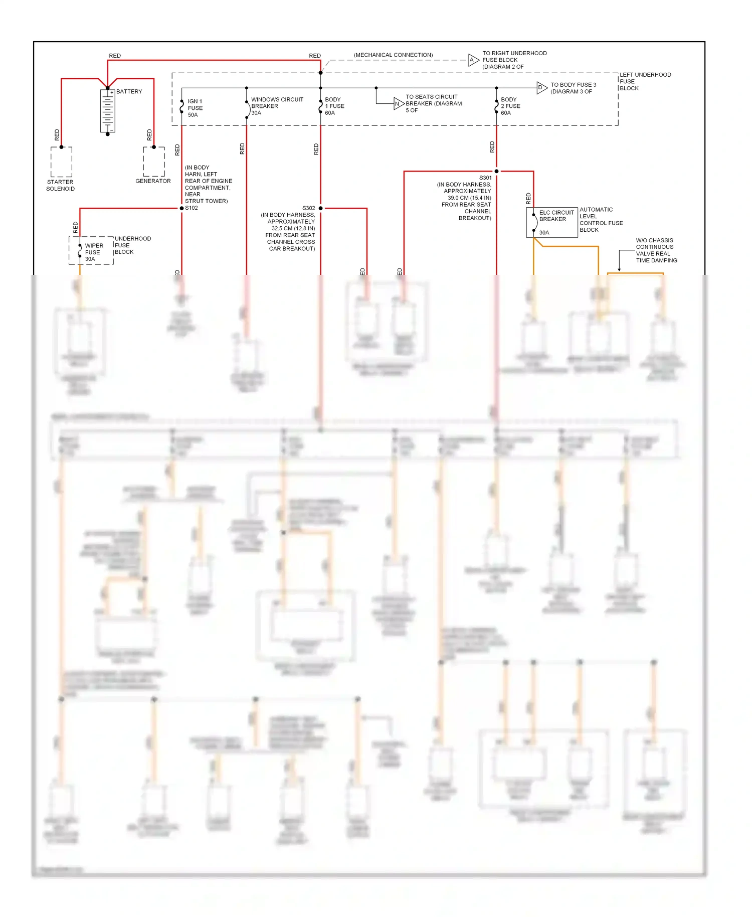 Cadillac Eldorado X (1992-2002) automatic level control sensor elc relay rear compartment relay center 2 wiring diagram  (1 of 1)