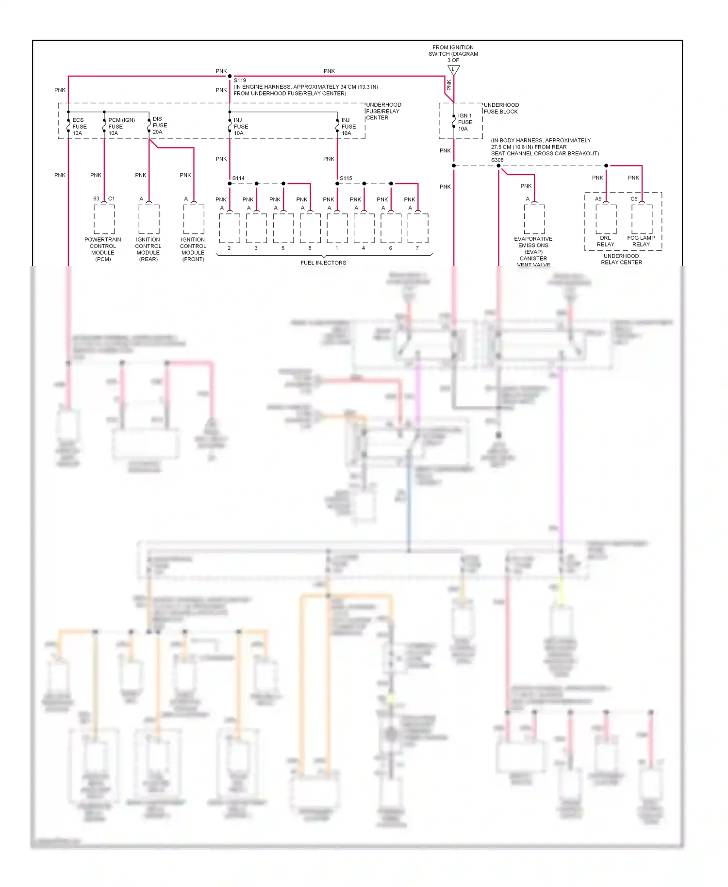 Cadillac Eldorado X (1992-2002) ignition control module (front) wiring diagram  (1 of 1)