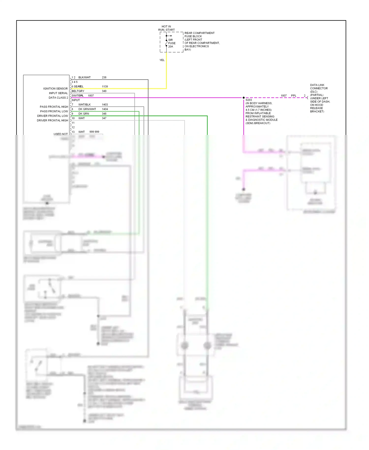 Cadillac Eldorado X (1992-2002) ignition sensor input serial data class 2 wiring diagram  (1 of 1)