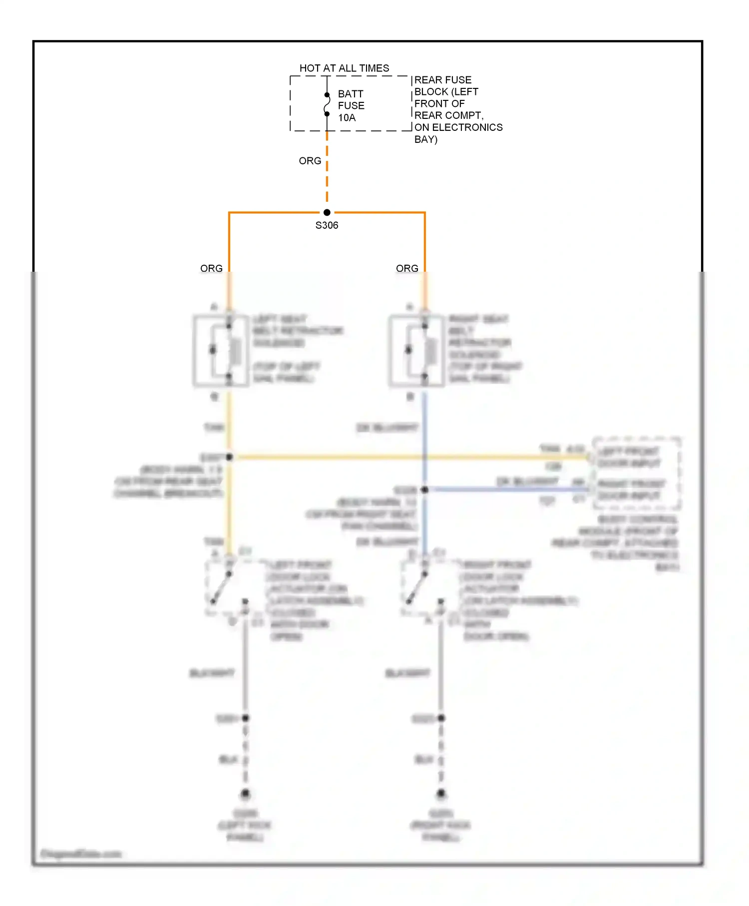 Cadillac Eldorado X (1992-2002) left front door input wiring diagram  (1 of 1)