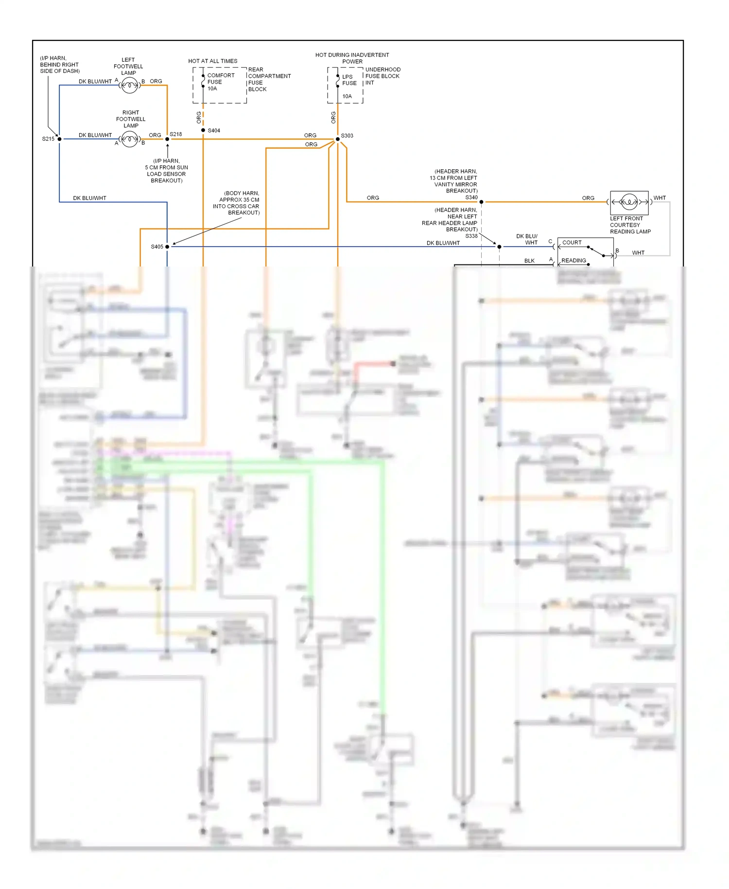 Cadillac Eldorado X (1992-2002) (left kick panel) wiring diagram  (3 of 16)