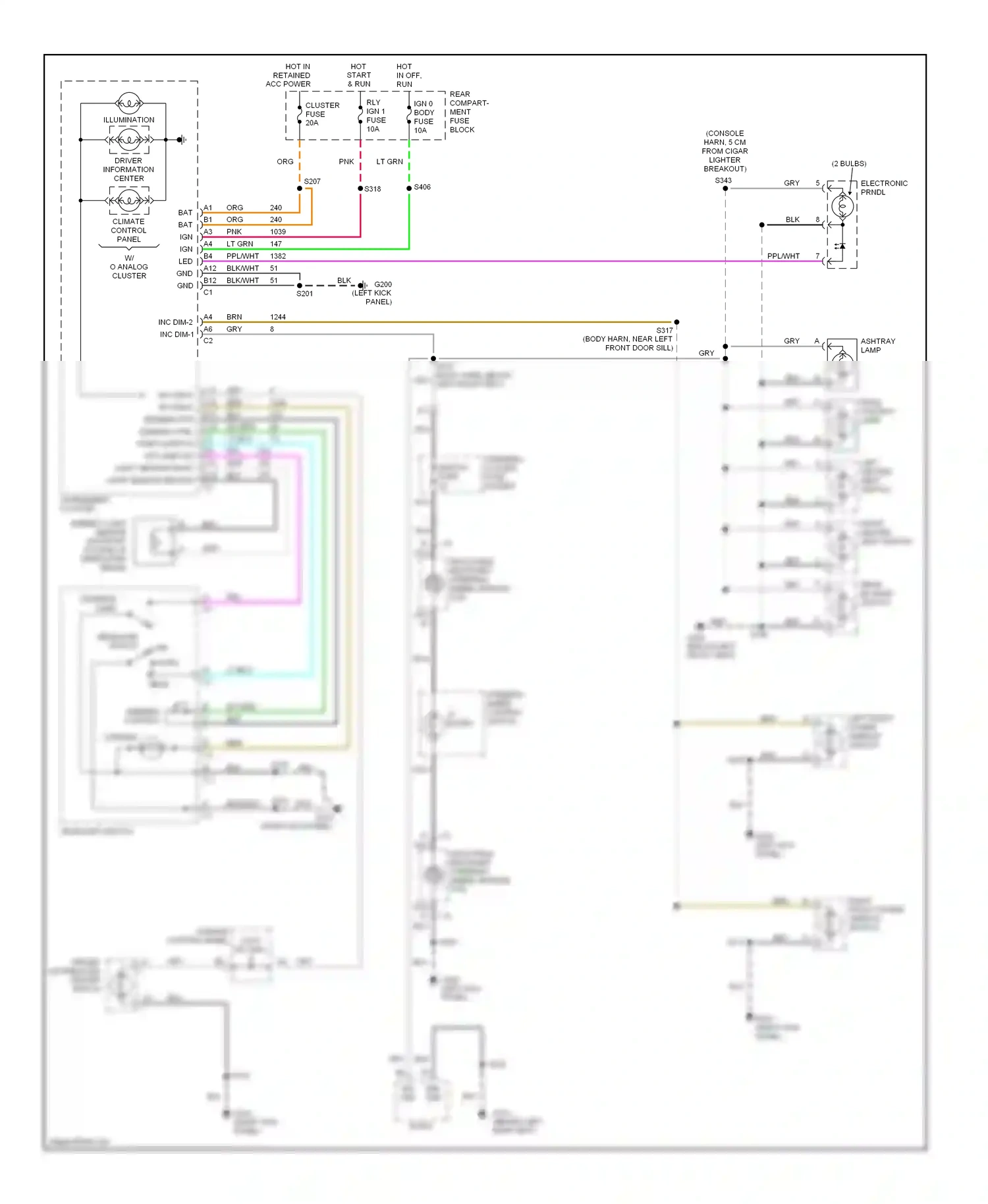 Cadillac Eldorado X (1992-2002) (left kick panel) wiring diagram  (8 of 16)