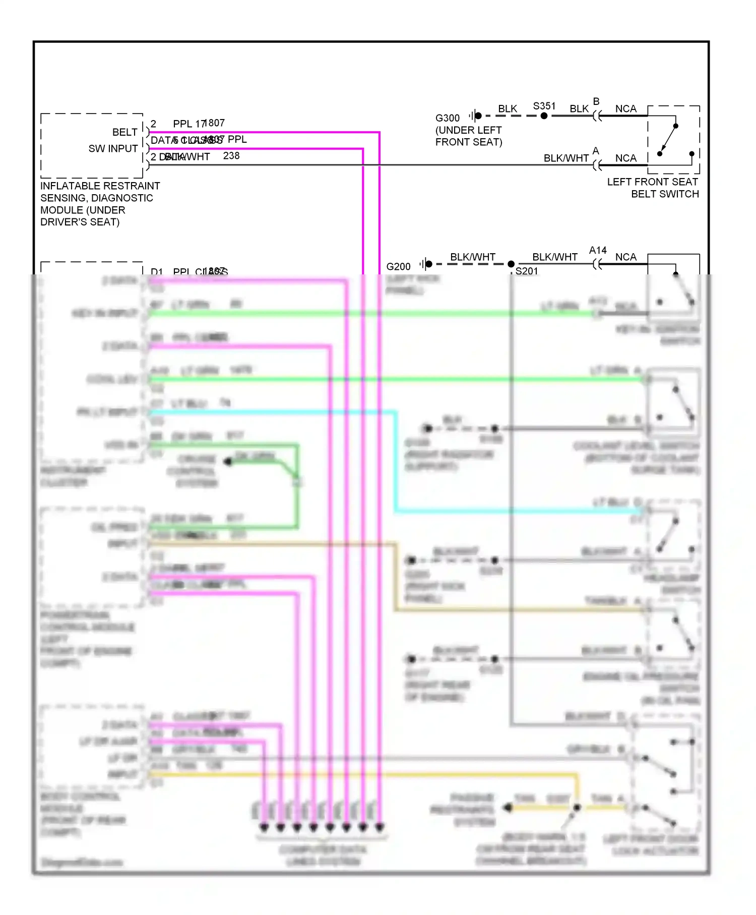 Cadillac Eldorado X (1992-2002) (left kick panel) wiring diagram  (14 of 16)