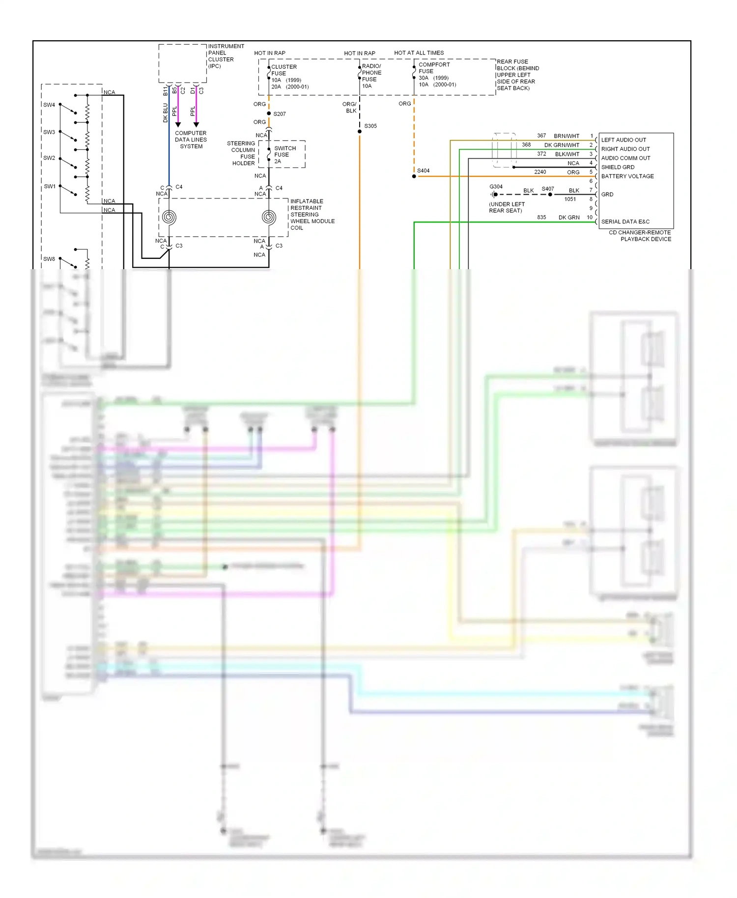 Cadillac Eldorado X (1992-2002) serial data e&c wiring diagram  (2 of 2)