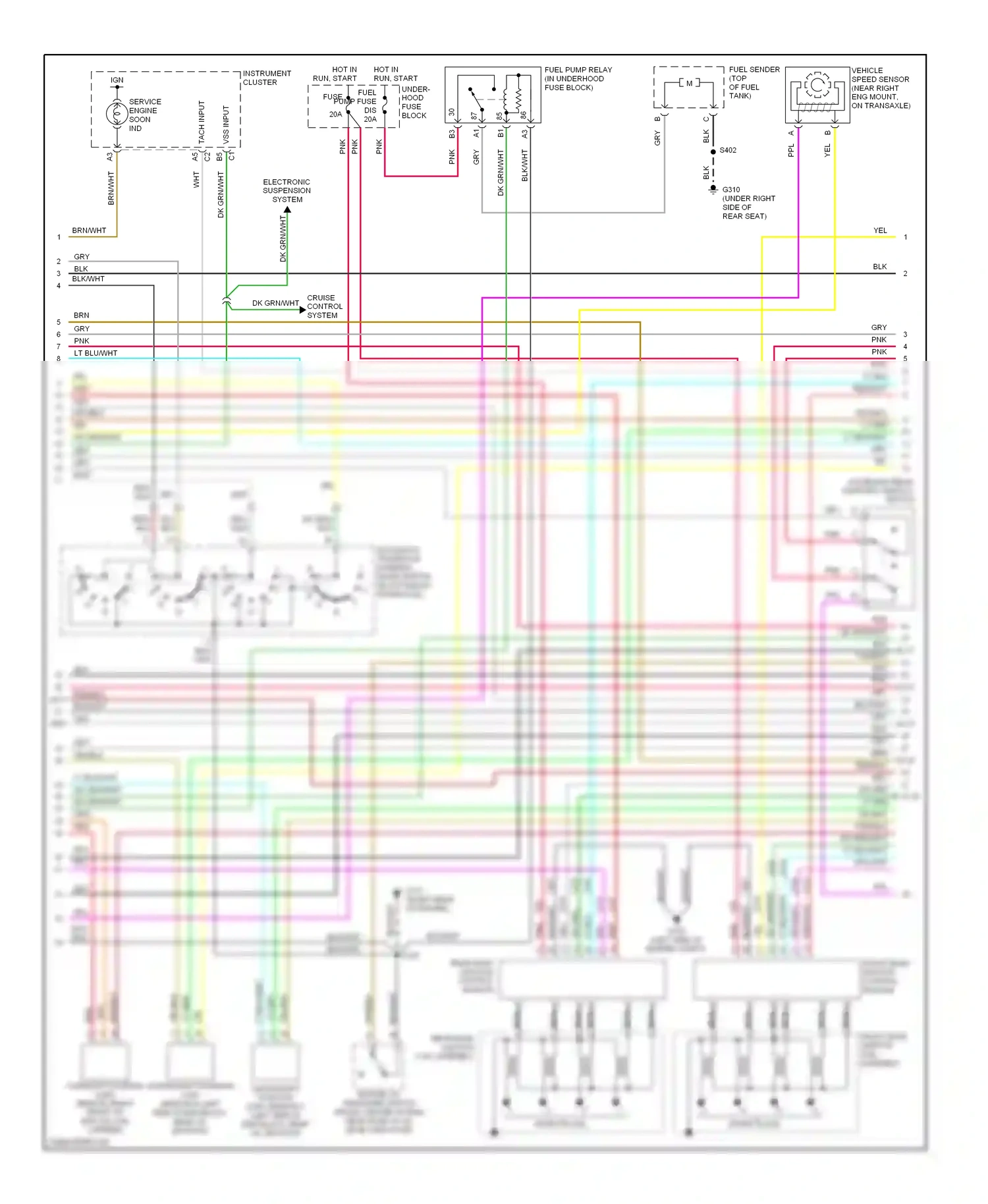 Cadillac Eldorado X (1992-2002) tach input wiring diagram  (1 of 2)