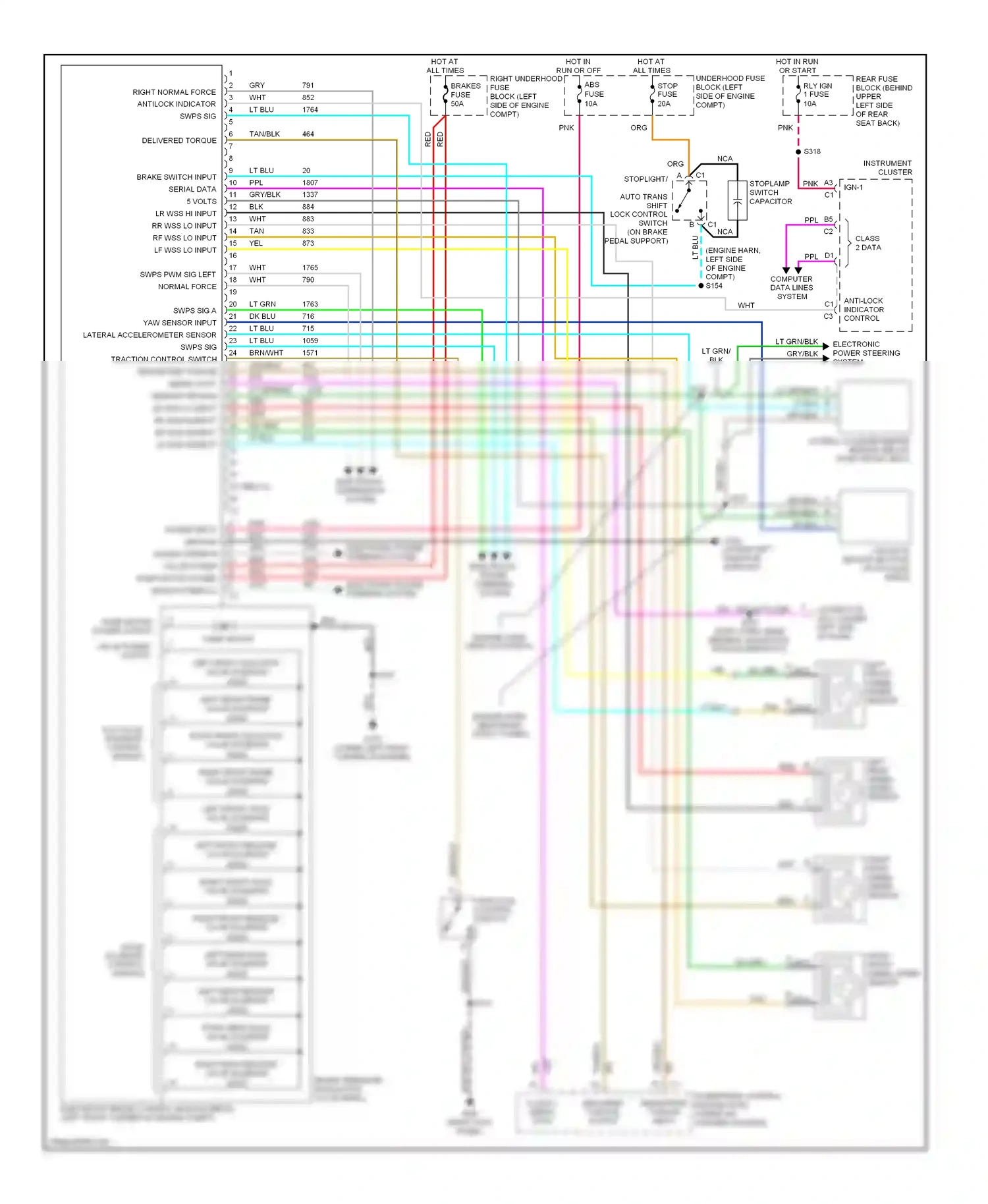 Cadillac Eldorado X (1992-2002) traction control switch wiring diagram  (1 of 2)