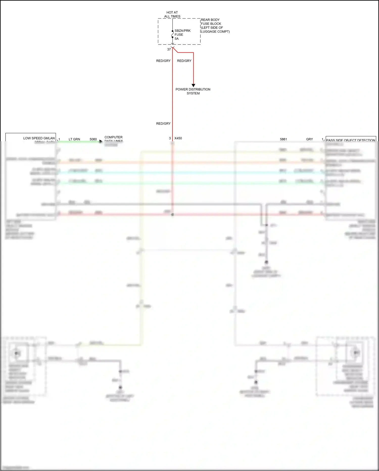 Cadillac ELR I facelift (2015-2016) driver side object detection indicator wiring diagram  (1 of 2)