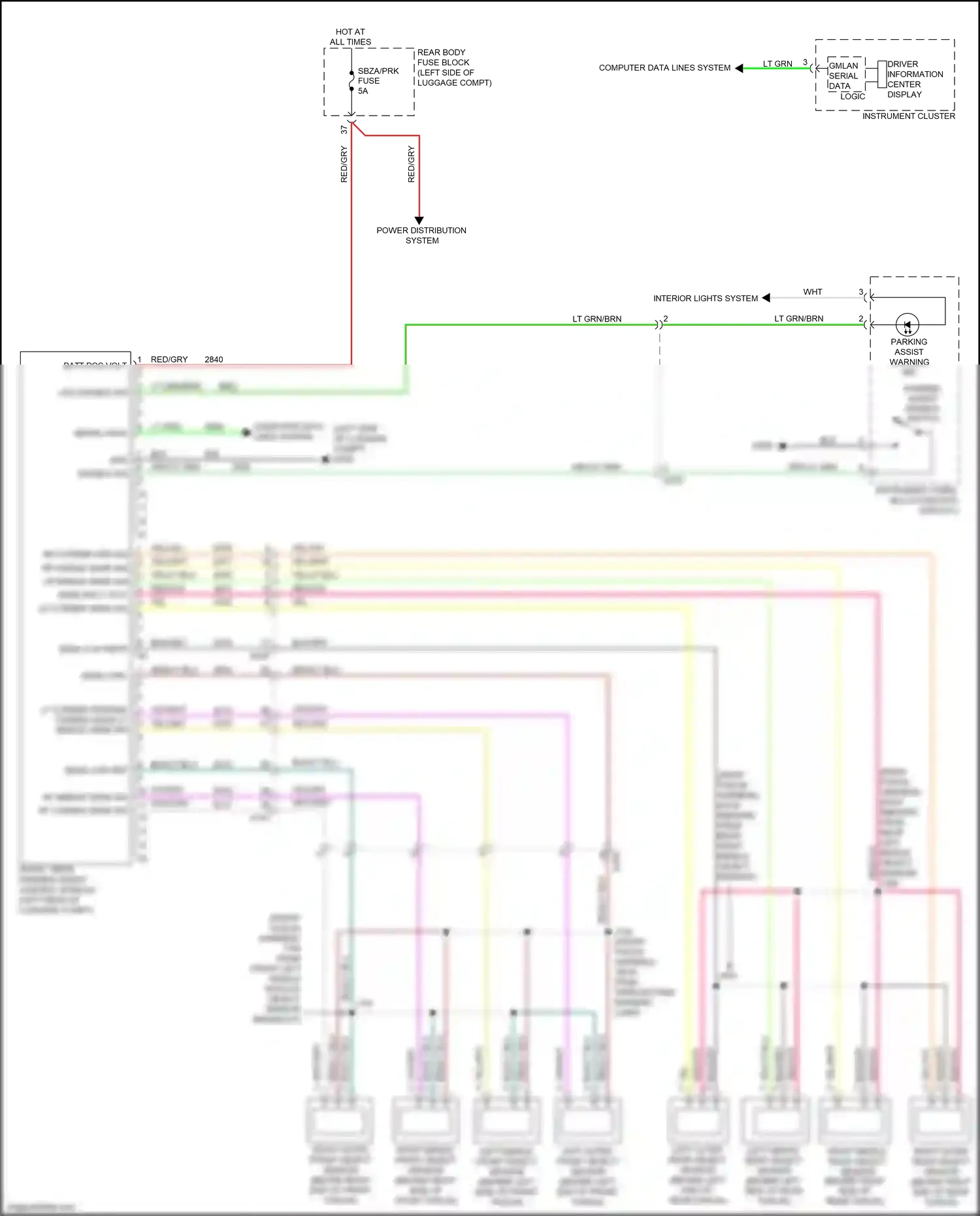 Cadillac ELR I facelift (2015-2016) left outer rear object sensor wiring diagram  (1 of 1)