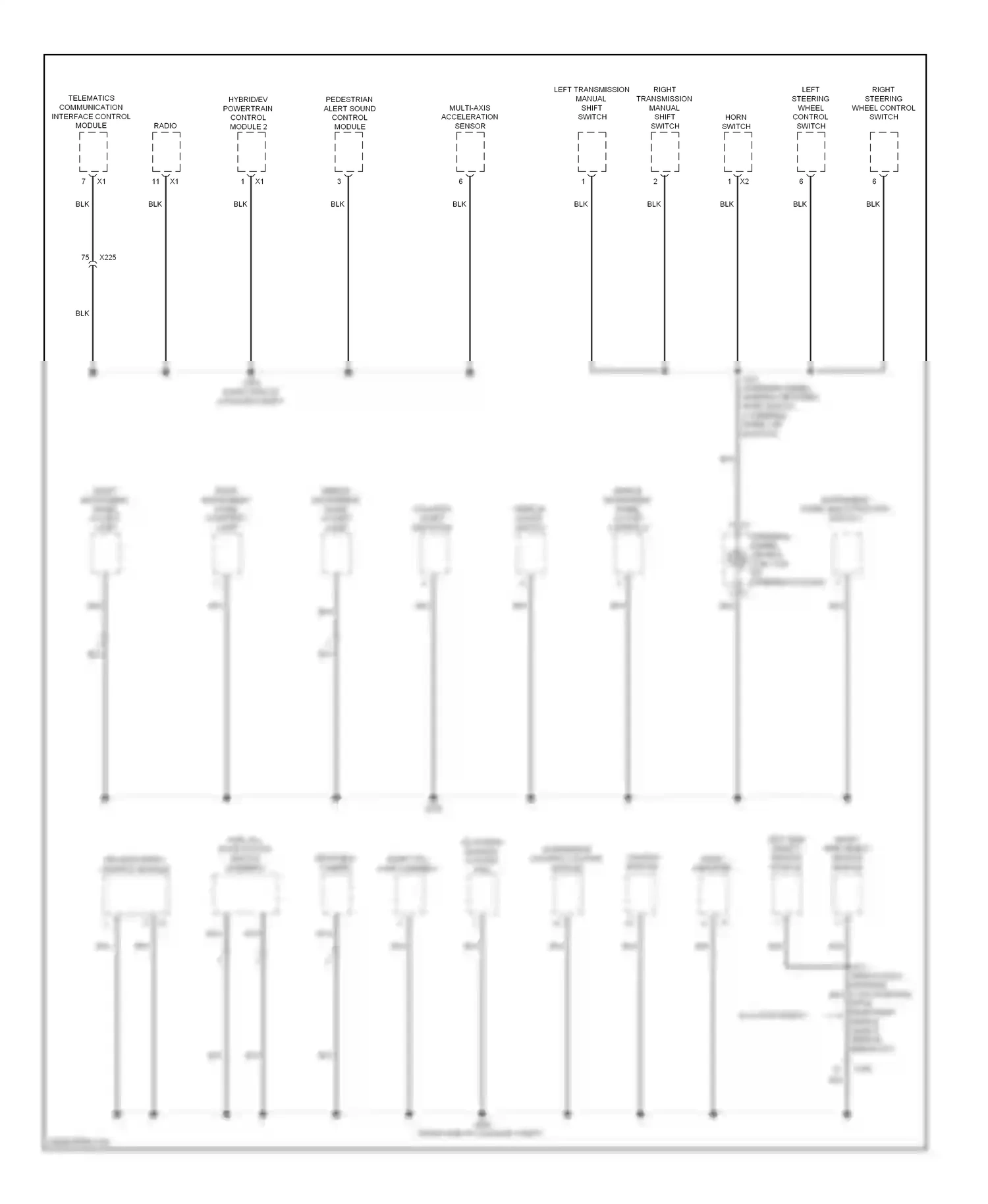 Cadillac ELR I (2013-2015) left side object sensor module wiring diagram  (1 of 2)