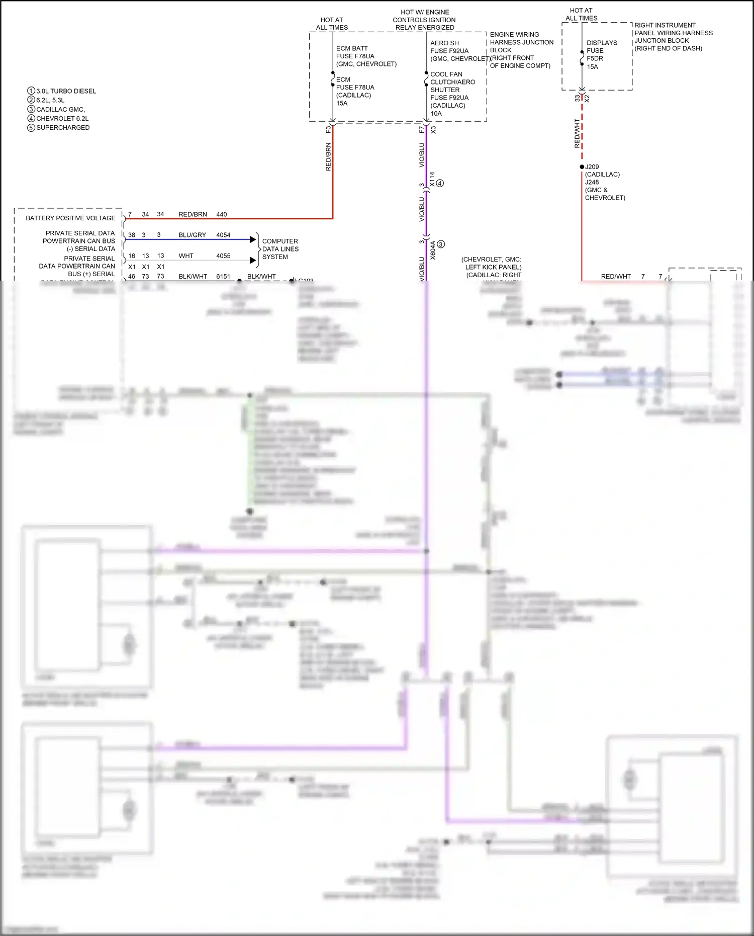 Cadillac Escalade GMT 1XX (2020-2024) engine control module wiring diagram  (1 of 16)