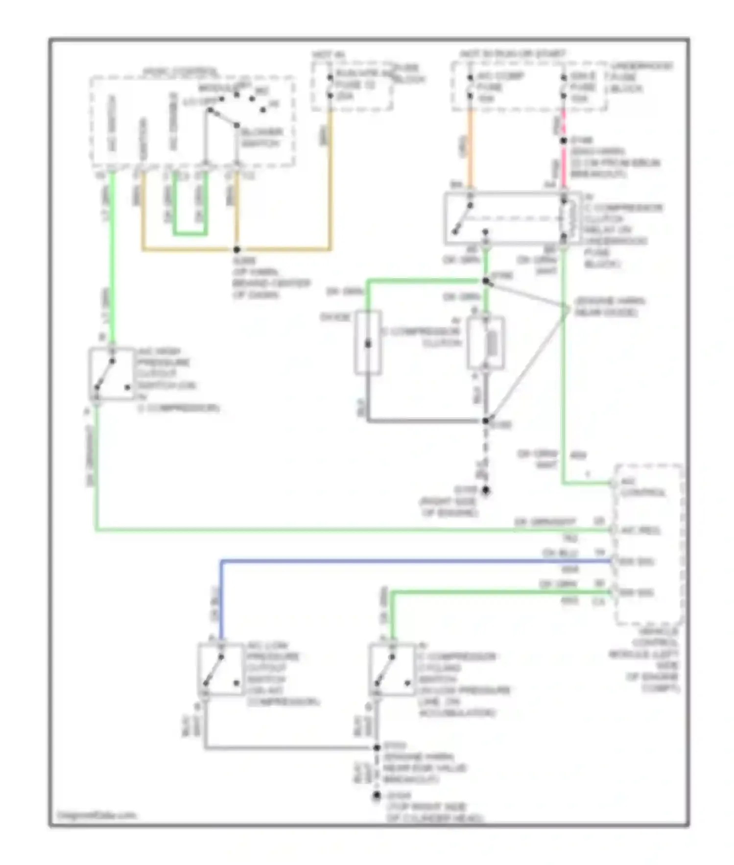 Escalade Cadillac GMT400 (1998-2000): 5.7l vin r, compressor circuit