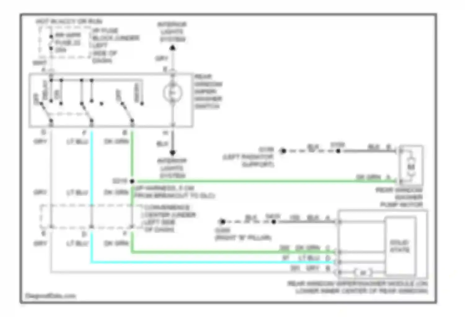 Escalade Cadillac GMT400 (1998-2000): Rear wiper/washer circuit