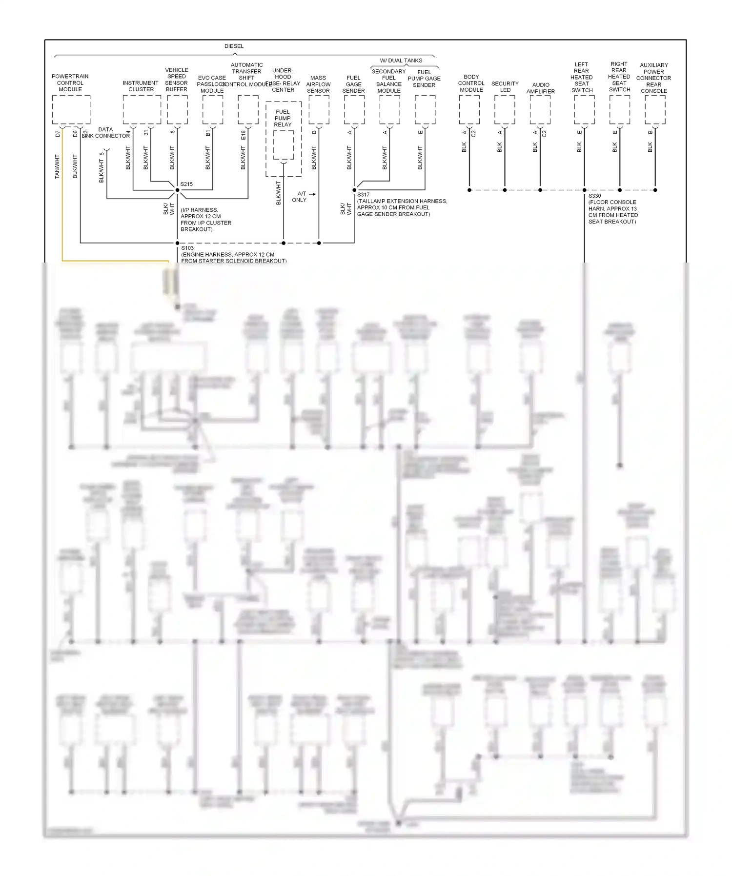 Cadillac Escalade GMT400 (1998-2000) powertrain control module wiring diagram  (1 of 2)