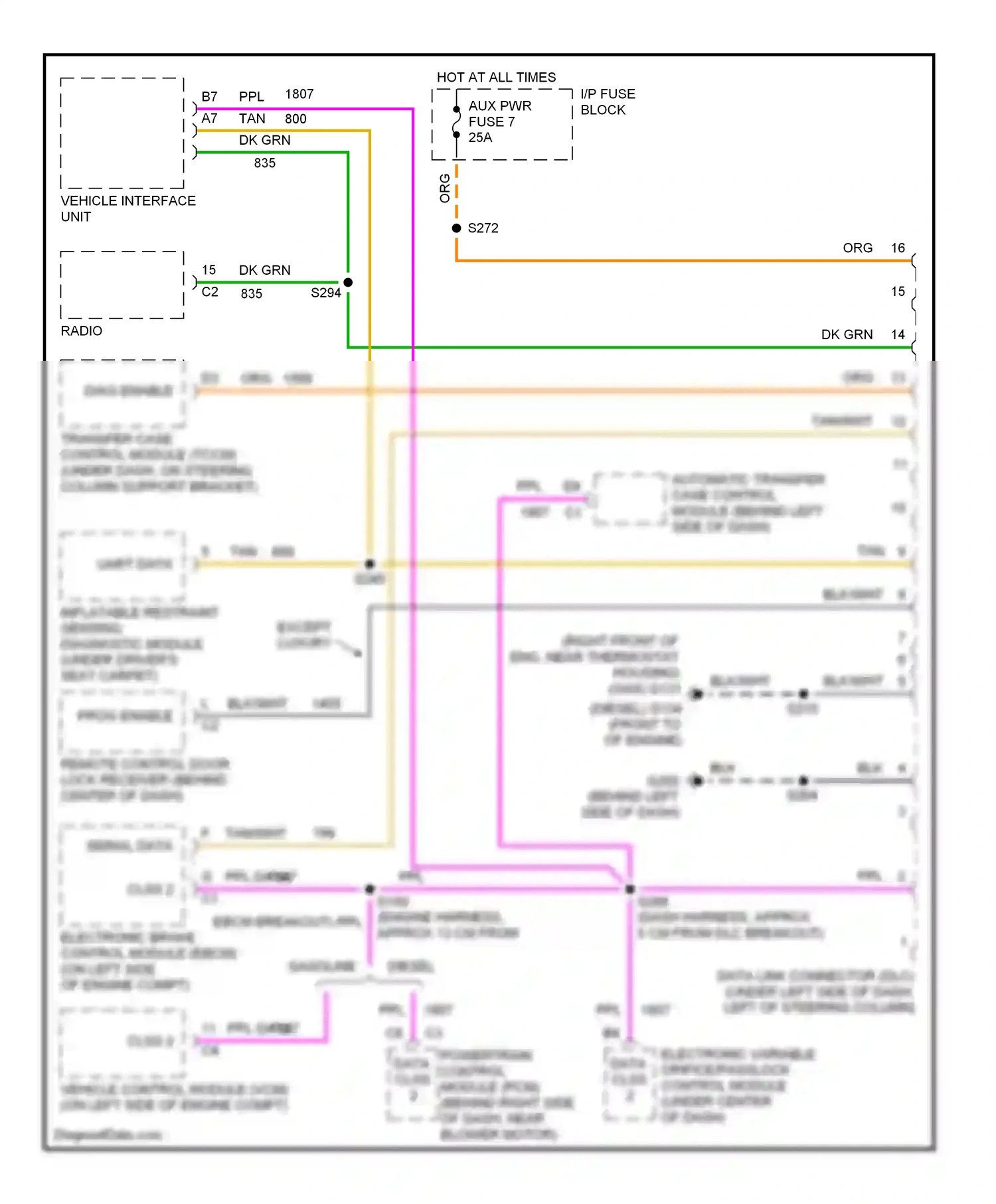 Cadillac Escalade GMT400 (1998-2000) serial data wiring diagram  (1 of 1)